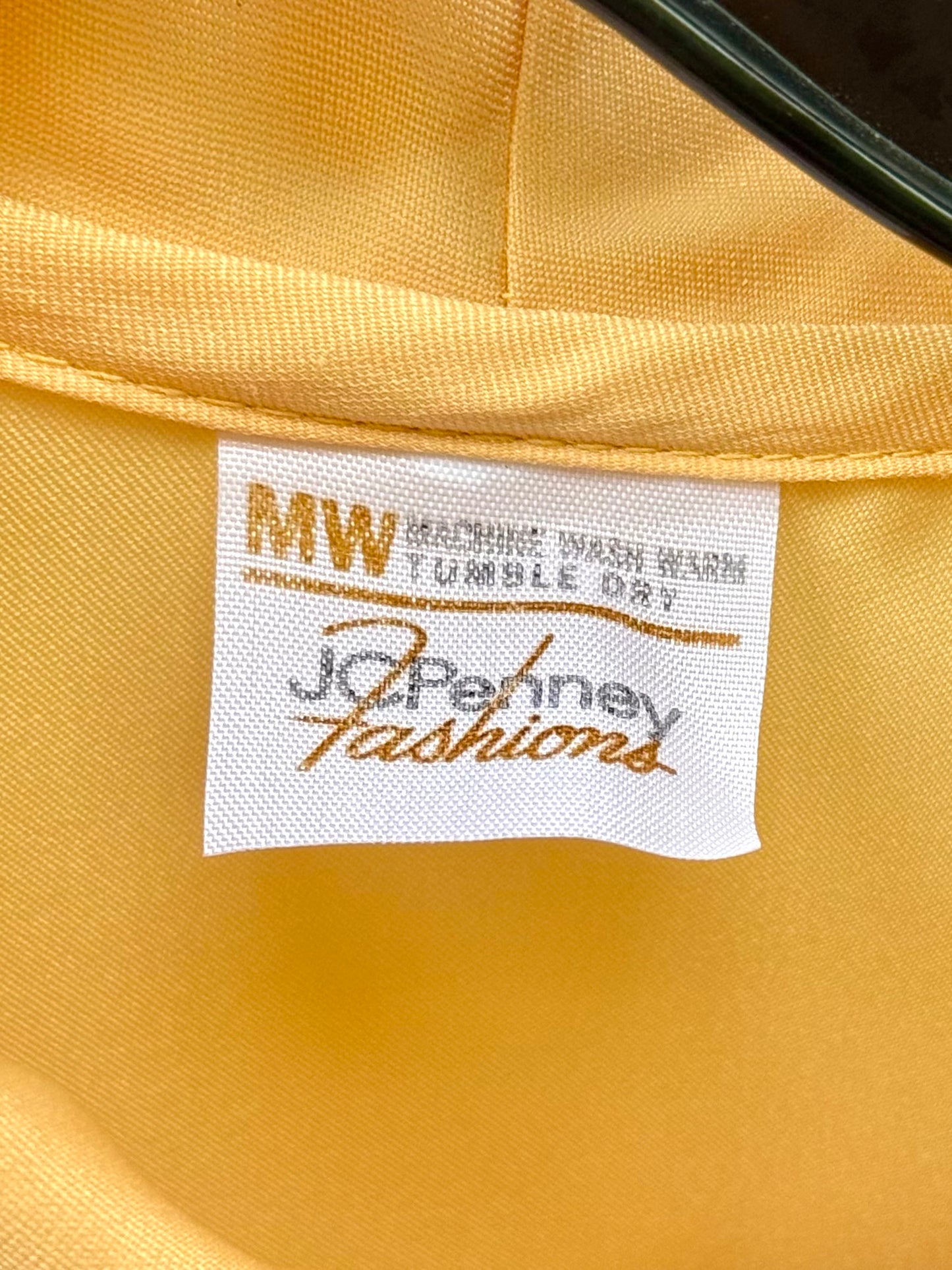 1970s JC Penny Yellow Pussy Bow Blouse