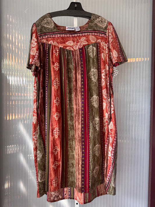 Green & Orange Earth Toned Mumu Dress