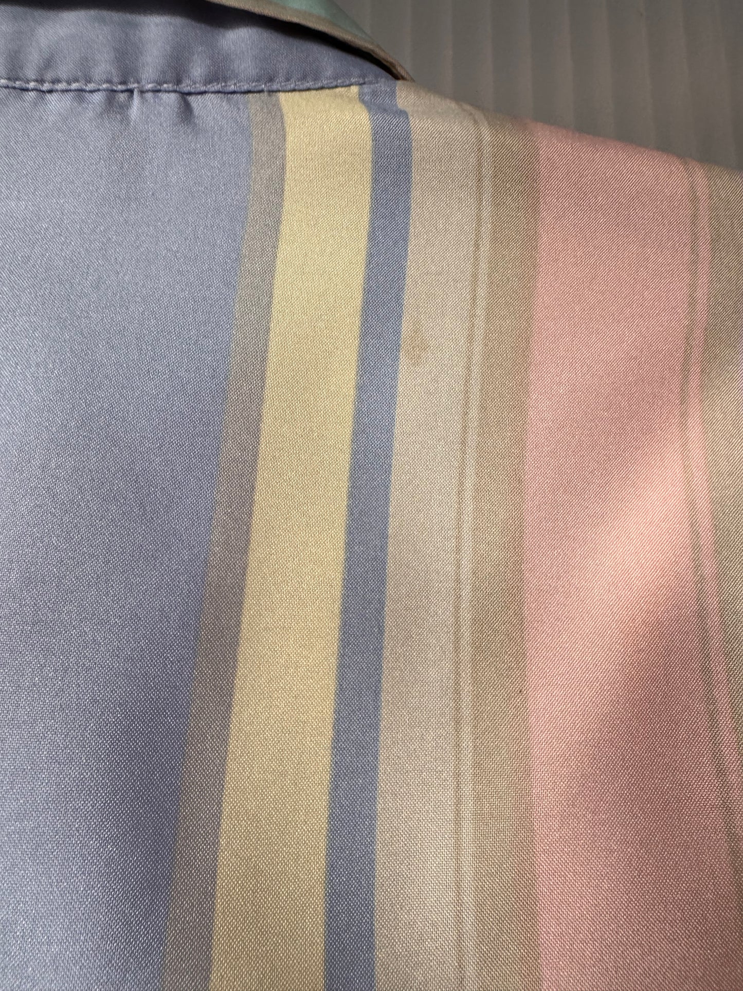 1970s Pastel Striped Button Up Blouse