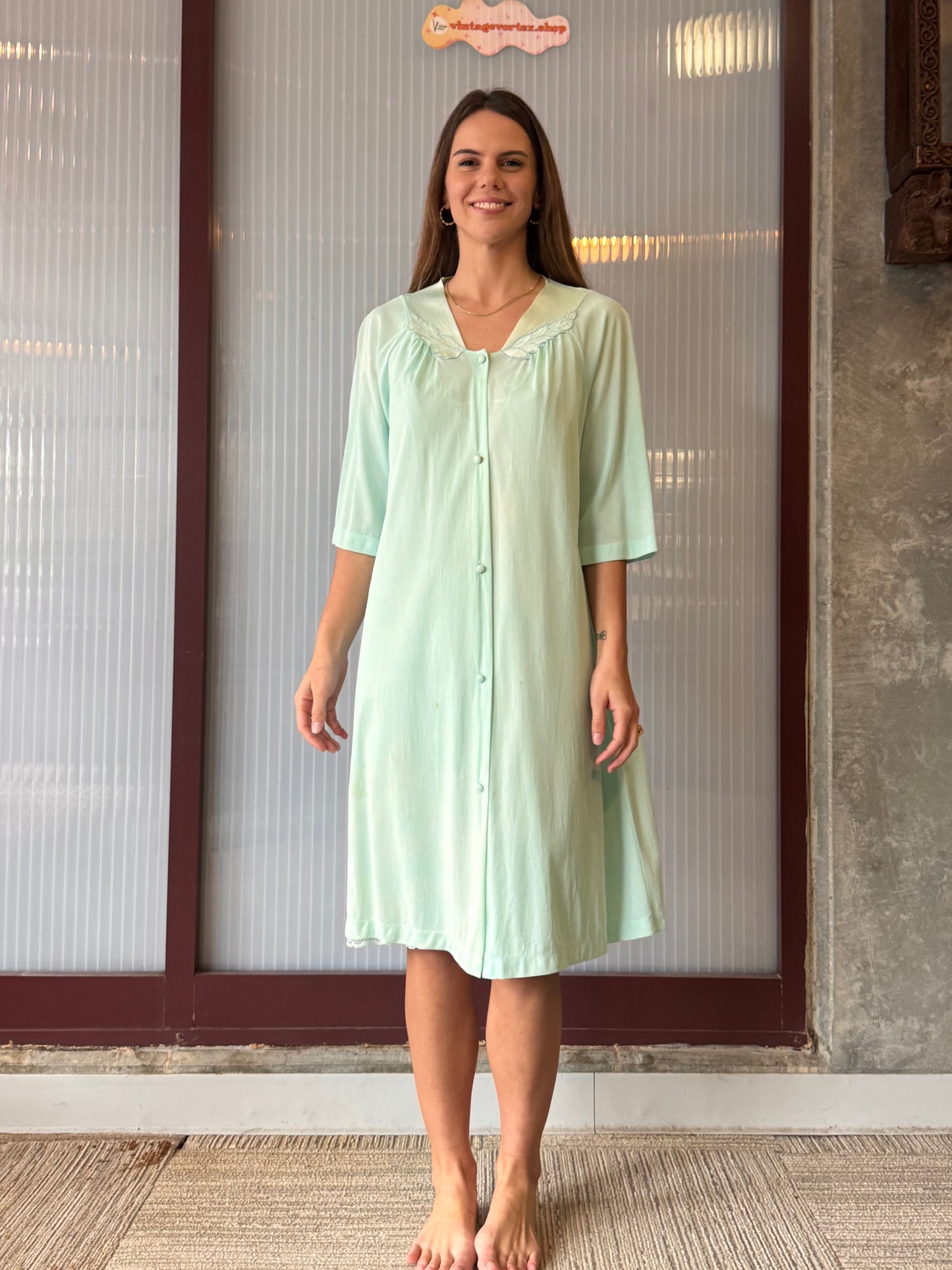 1990s/2000s Vassarette Mint Blue Nightgown