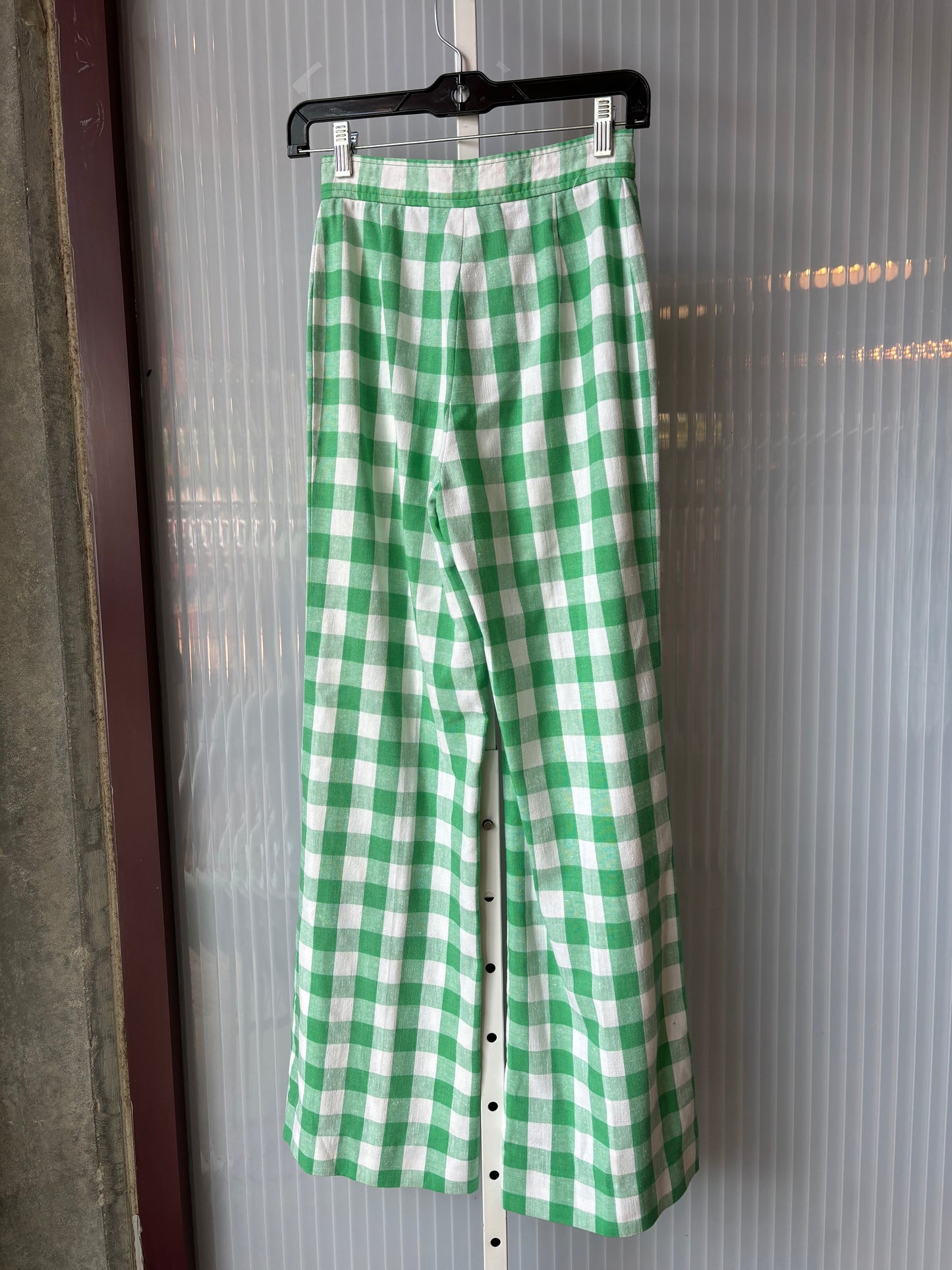 1980s Green & White Gingham Vest & Pants Set