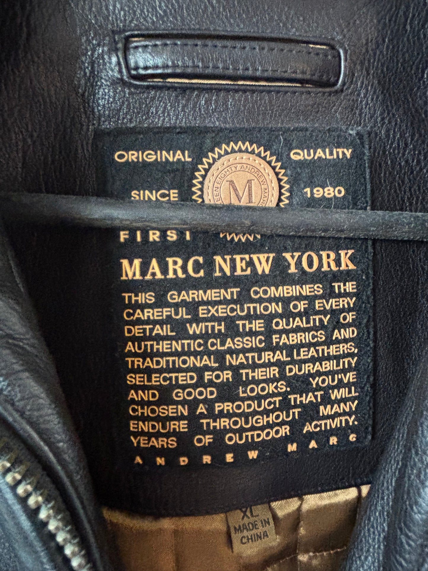 Marc New York Black Leather Jacket w/ Lining