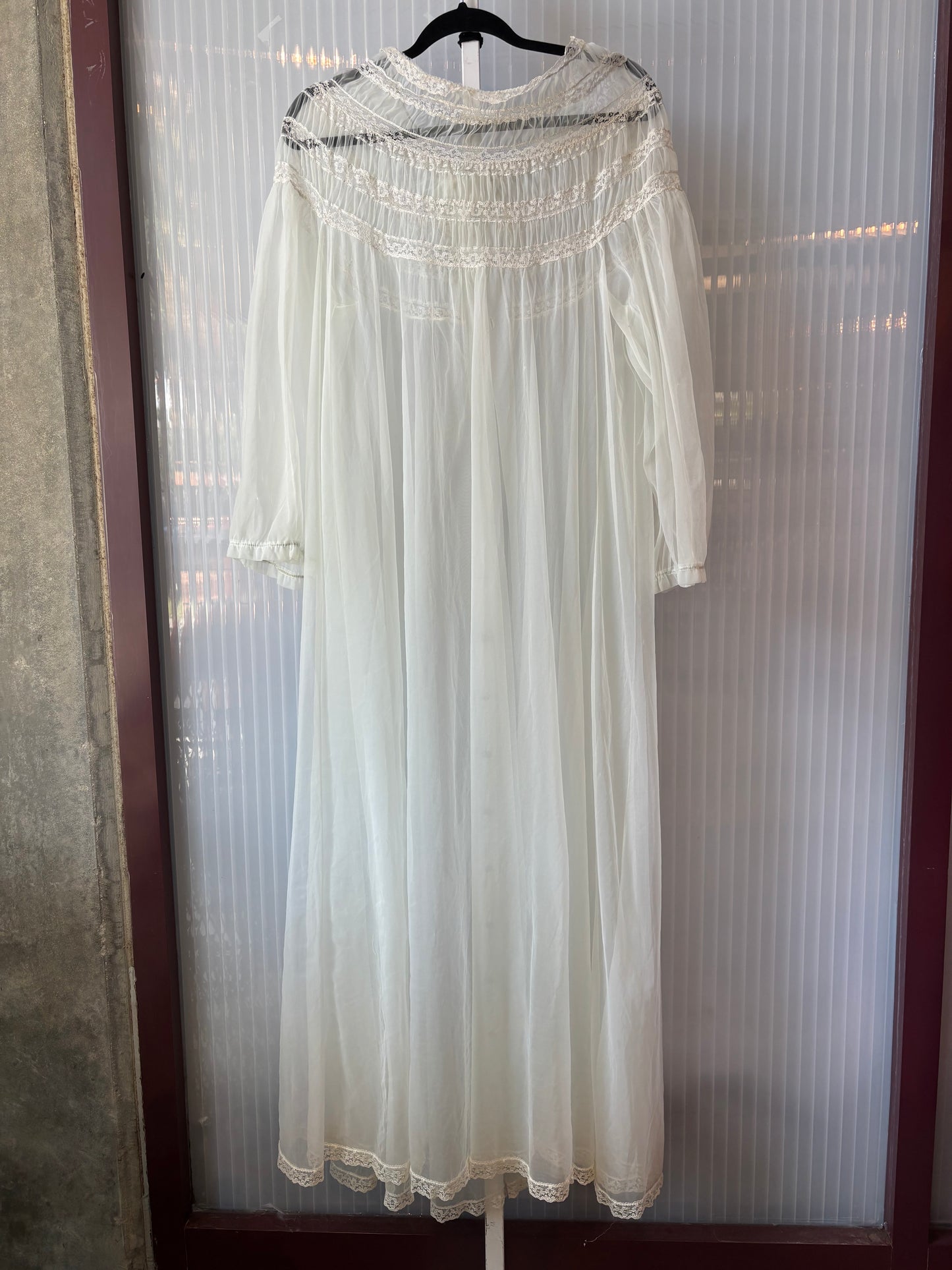 1950s Light Blue Sheer Long Peignoir