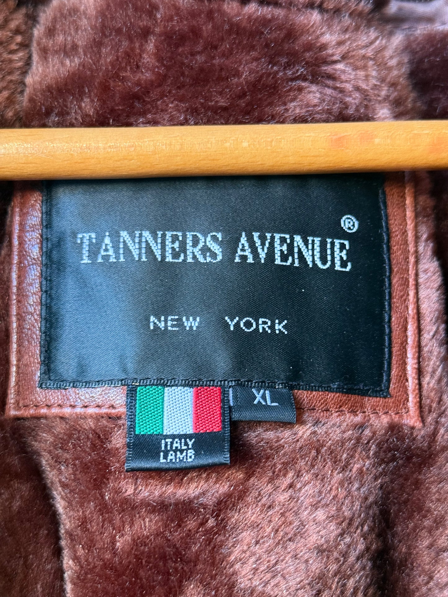 1990s Italian Lamb Leather Brick Colored Coat w/ Faux Fur Lining