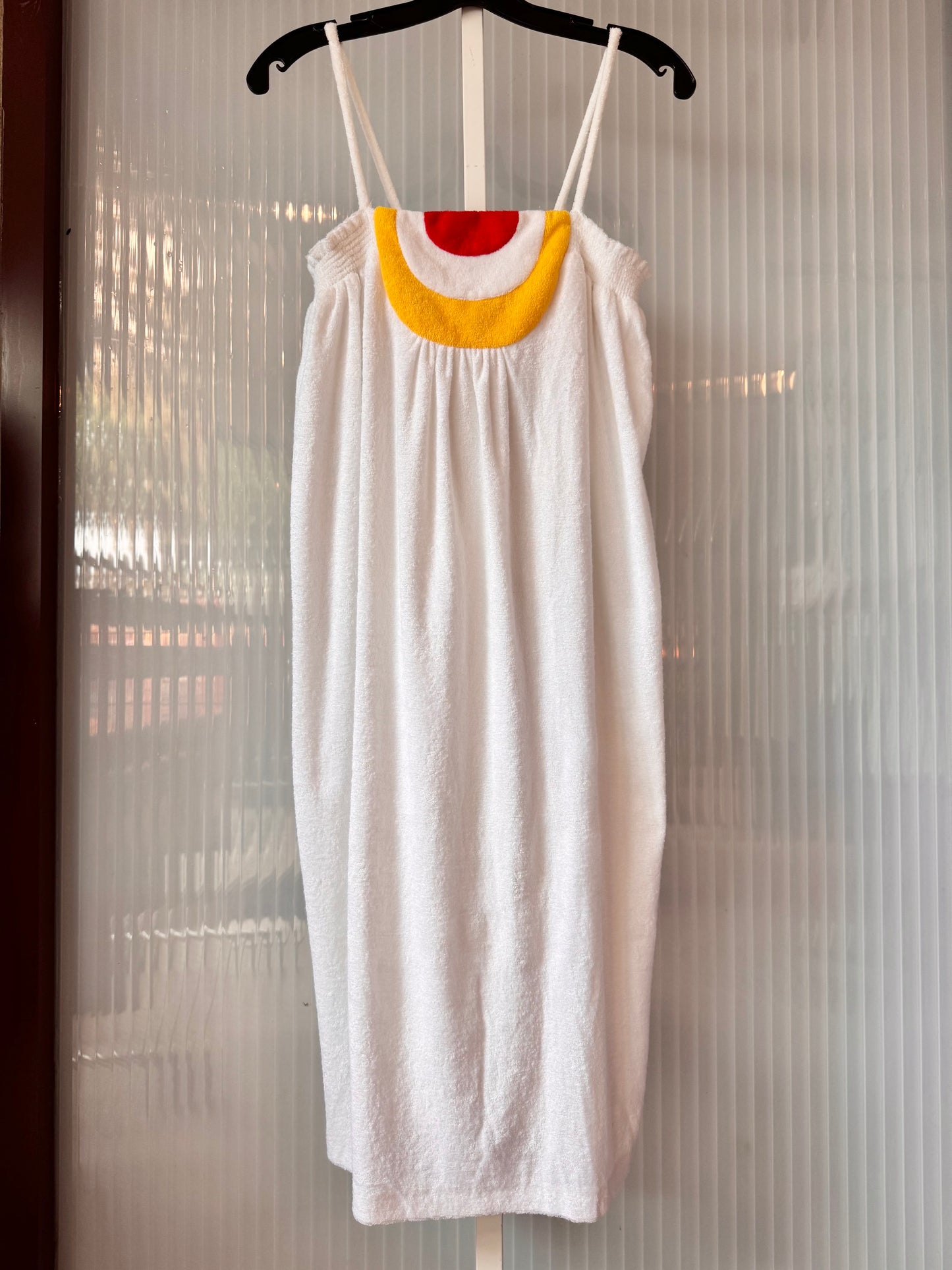 1970s White Terry Cloth Dress