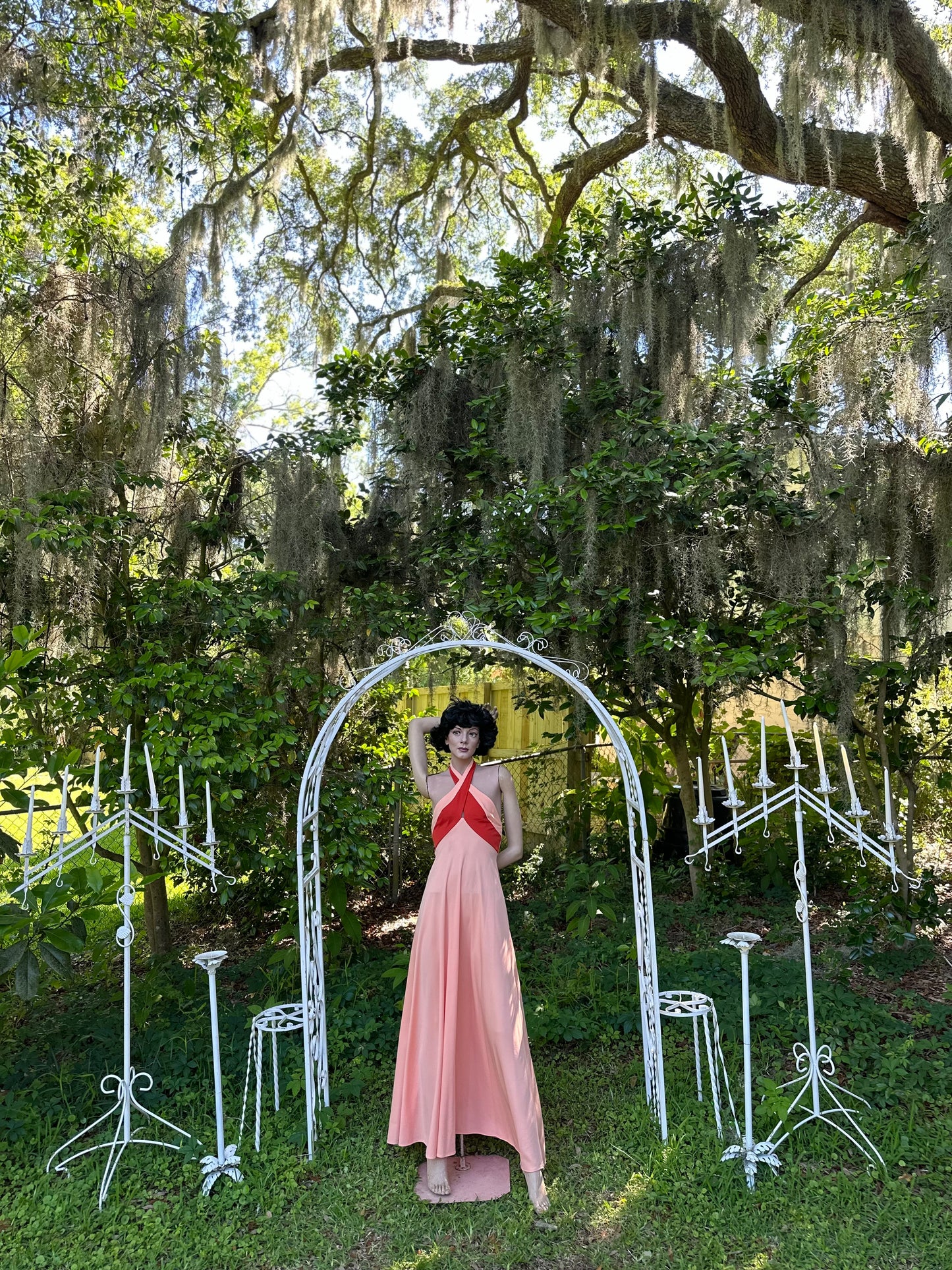 1970’s Color Block Dual-Toned Peach Maxi