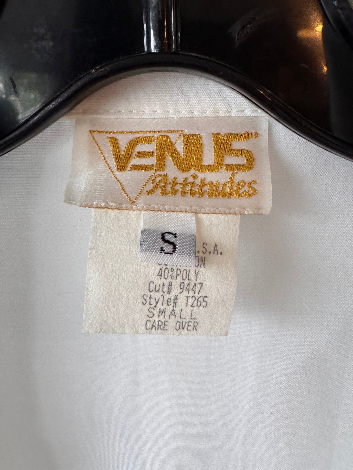 1980s Off White Blouse with Lace Collar + Cuffs