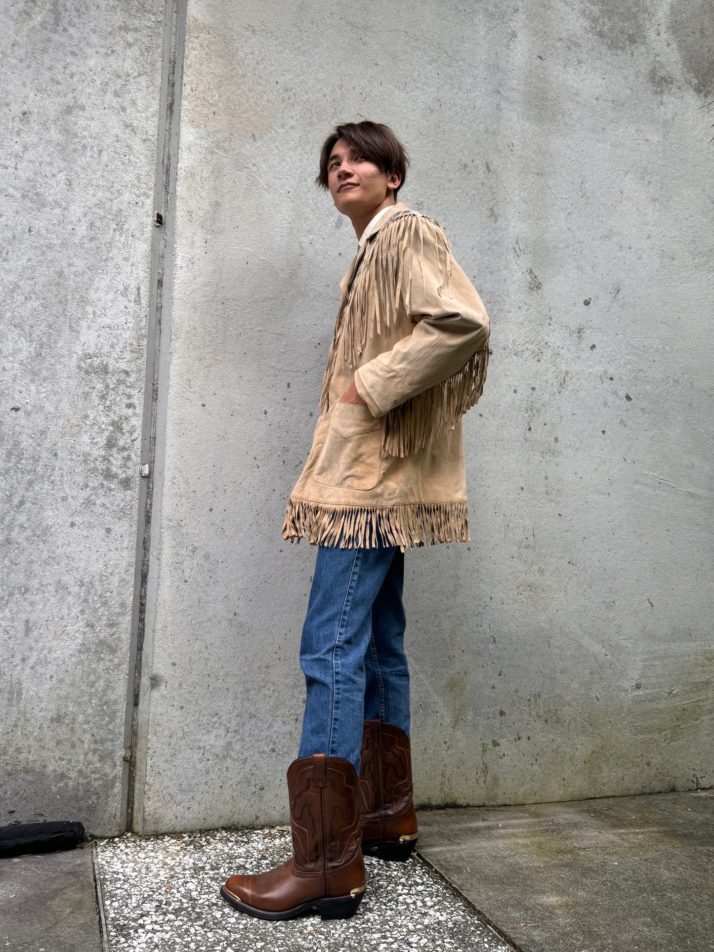 1990s Via Accenti Fringe Leather Jacket