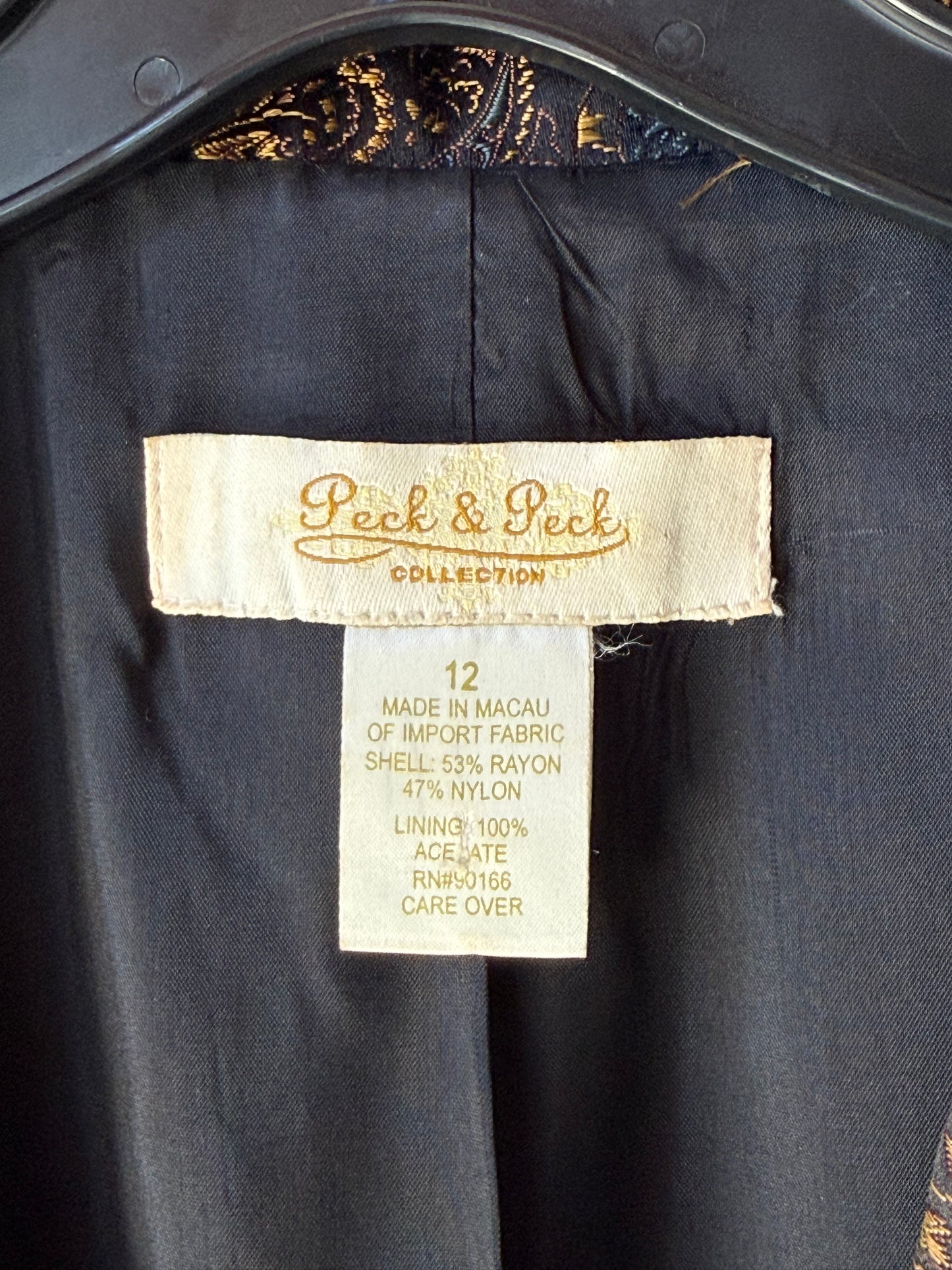 1980s Black & Brown Jacquard Paisley Print Blazer
