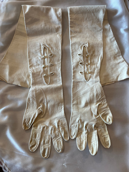 Off White Leather Gloves