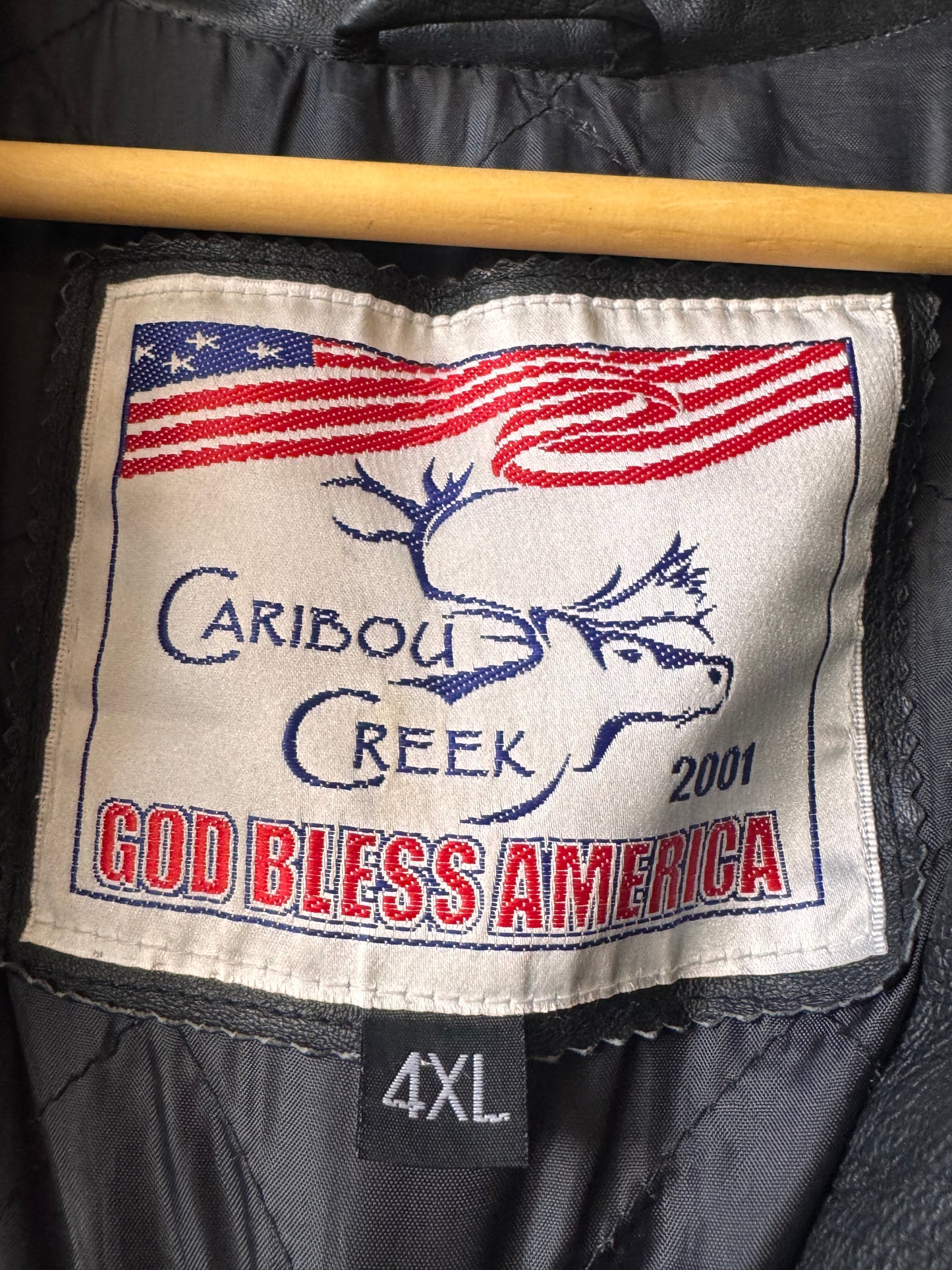 Y2K Black & White American Flag Leather Jacket