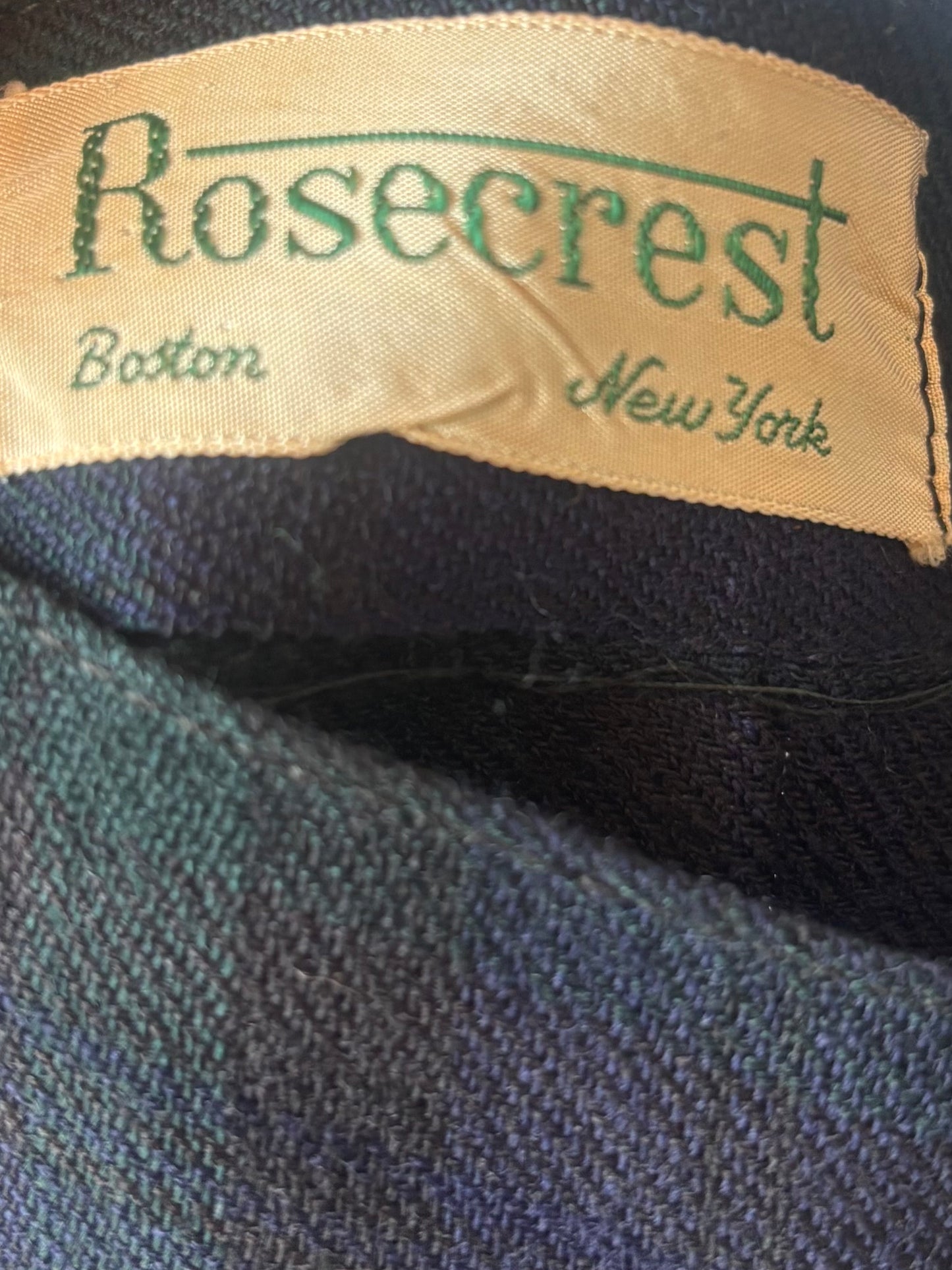 1970s Blue & Green Plaid Wool Tweed Box Pleated Skirt
