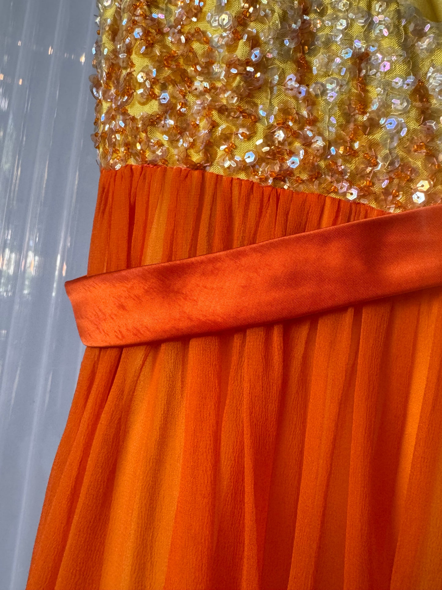 1960s Sherbet Orange Empire-Waist Dress