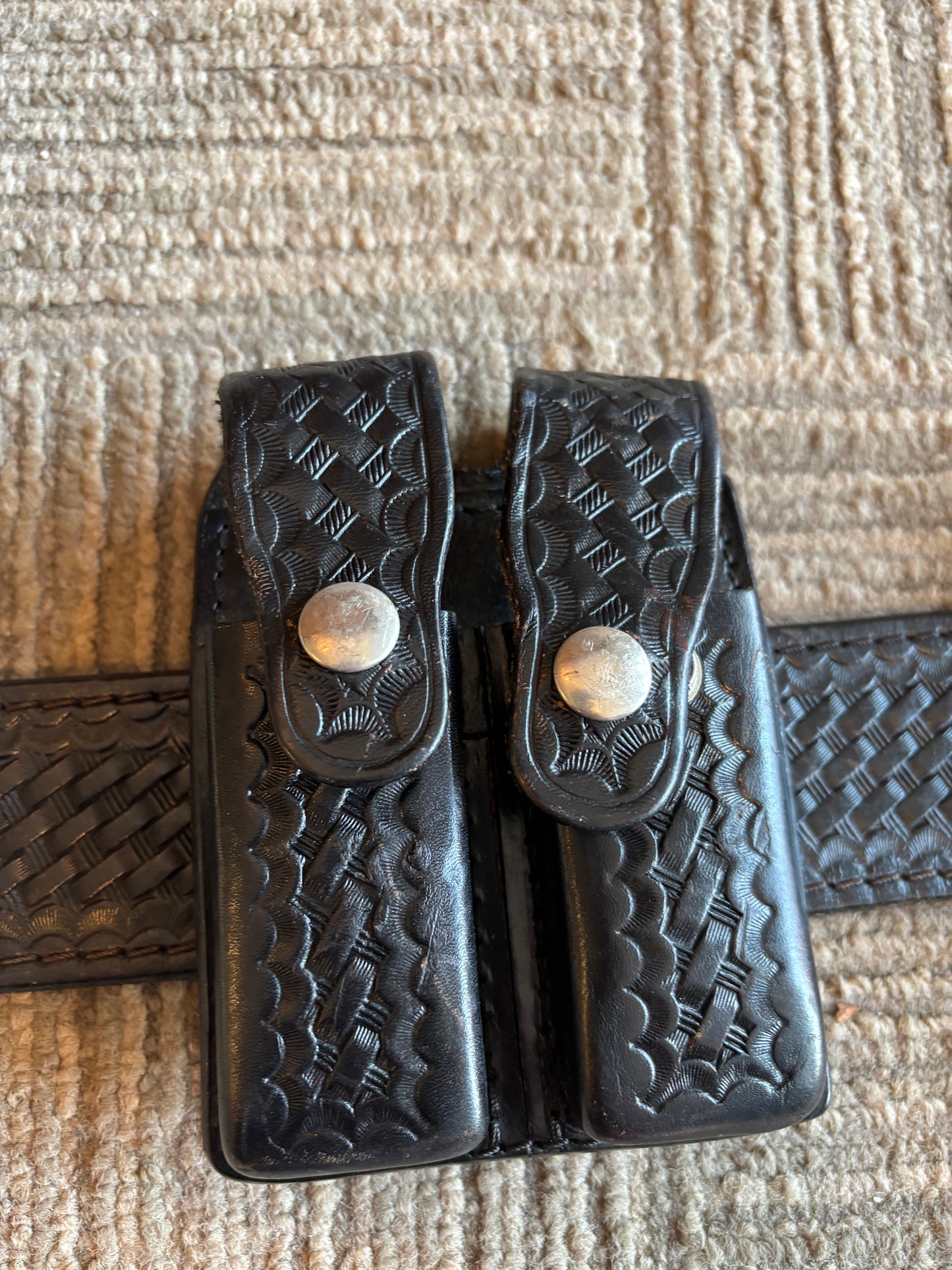 Authentic Black Leather Police Officers Belt w/ Accessories