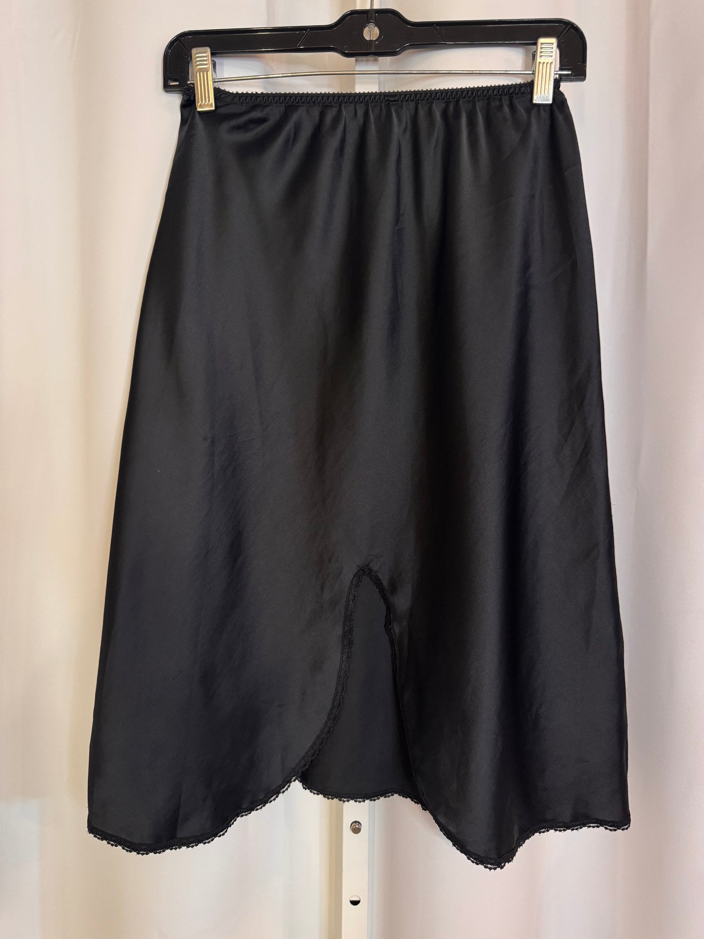 1960s Warner's Black Satin Skirt Slip