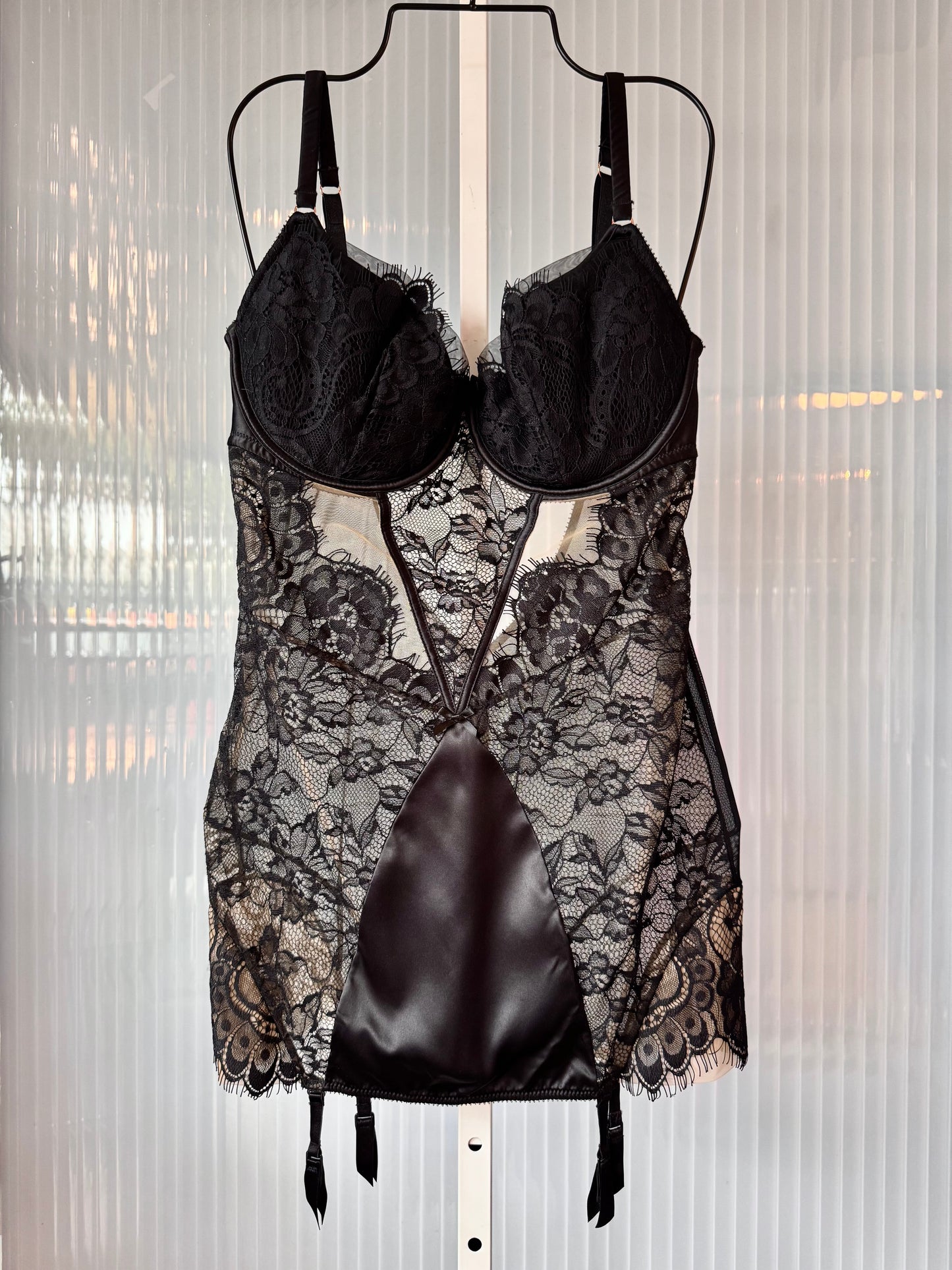 2010s Black Lace Bodycon Corset Dress