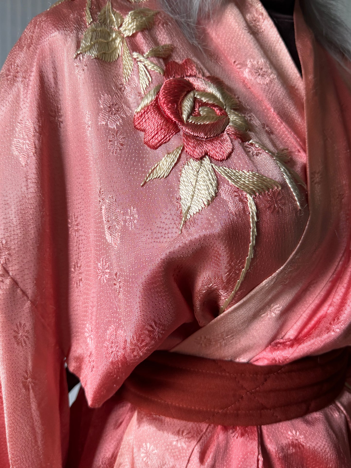 Pink Floral Embroidery Yukata