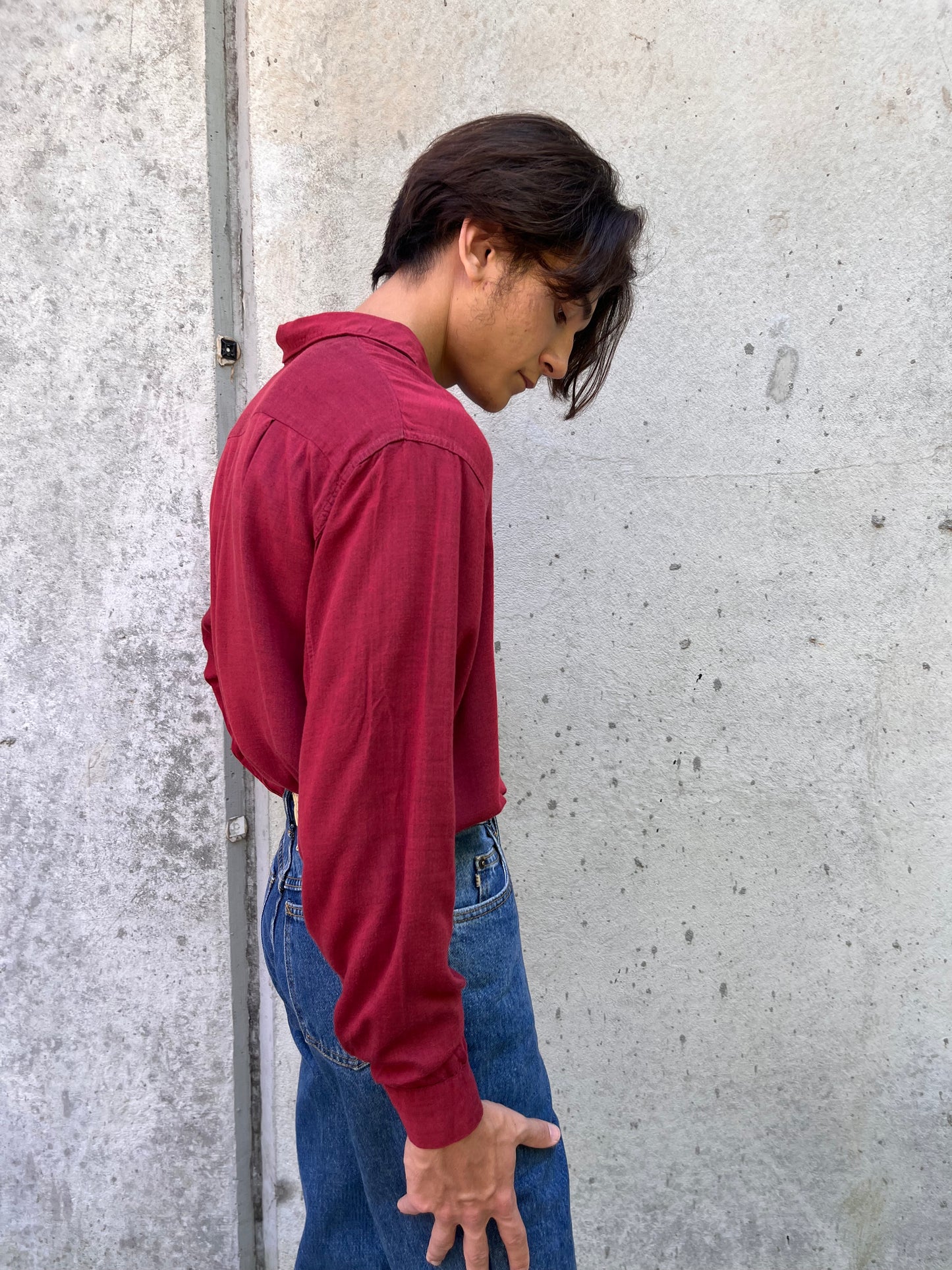 1950s Truval Red Button-up Shirt