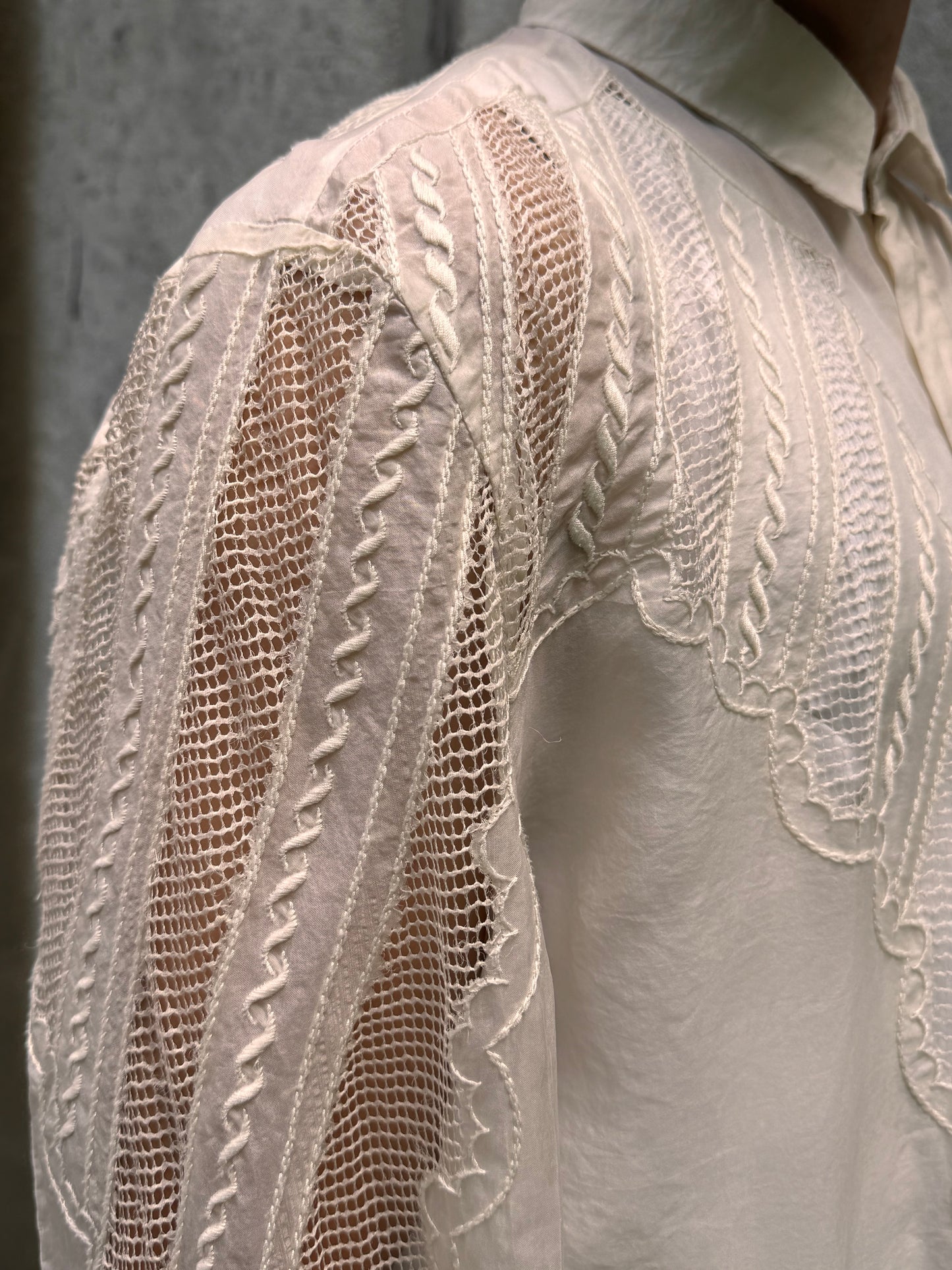1980s Sheer Eyelet Button-up Shirt