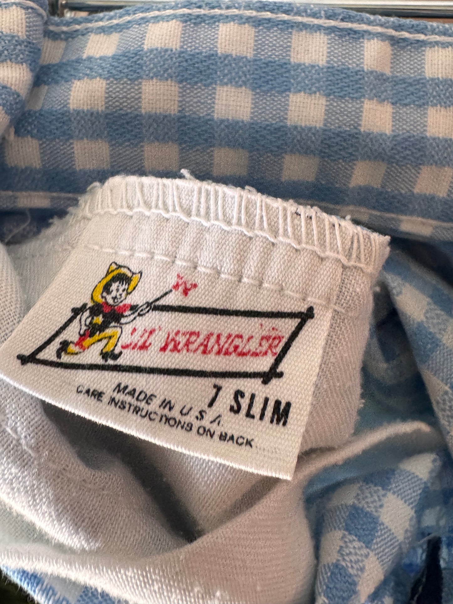 1970s Children's Light Blue Gingham Pants