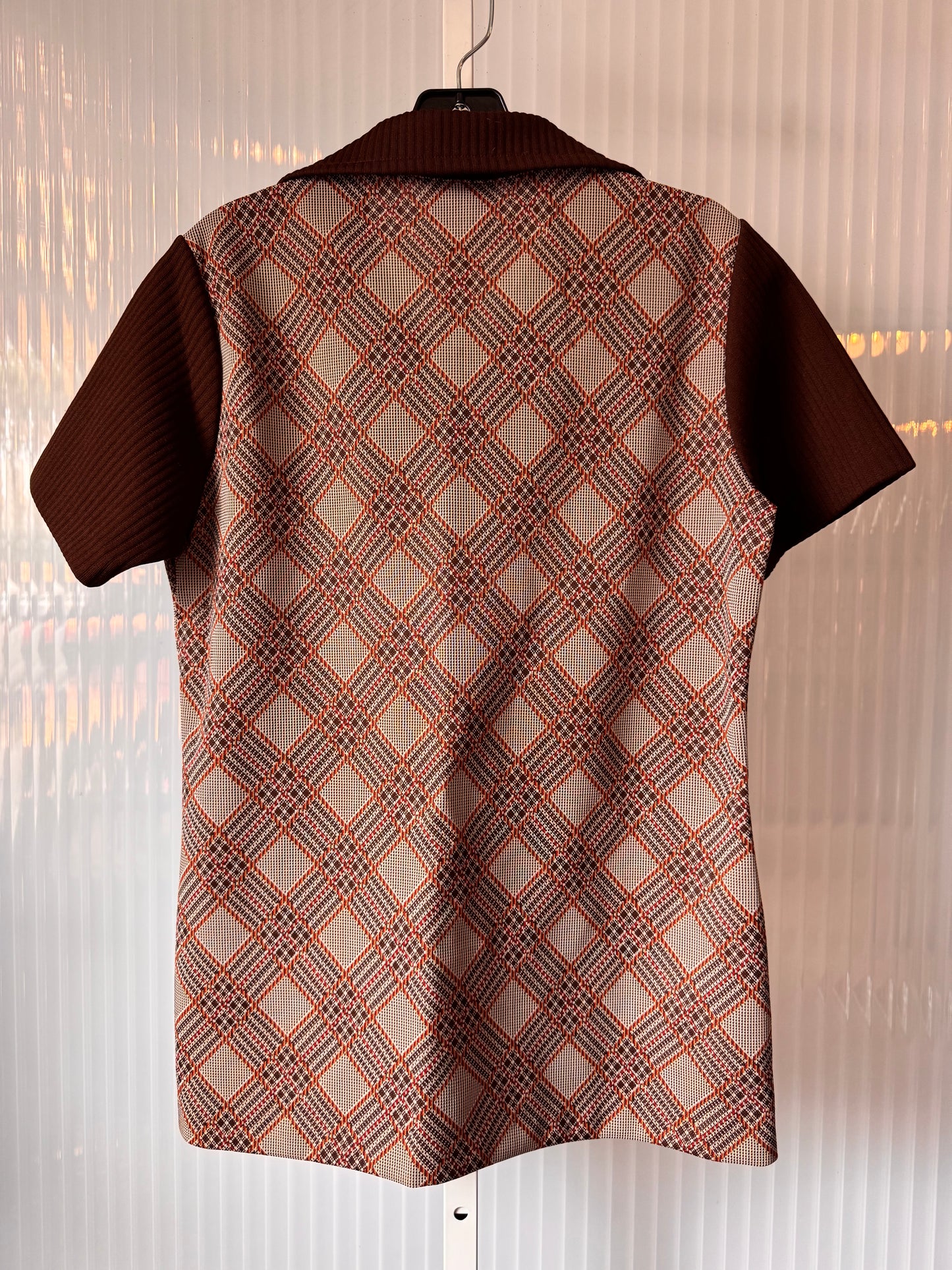 1970s Brown Glencheck Point Collar Shirt