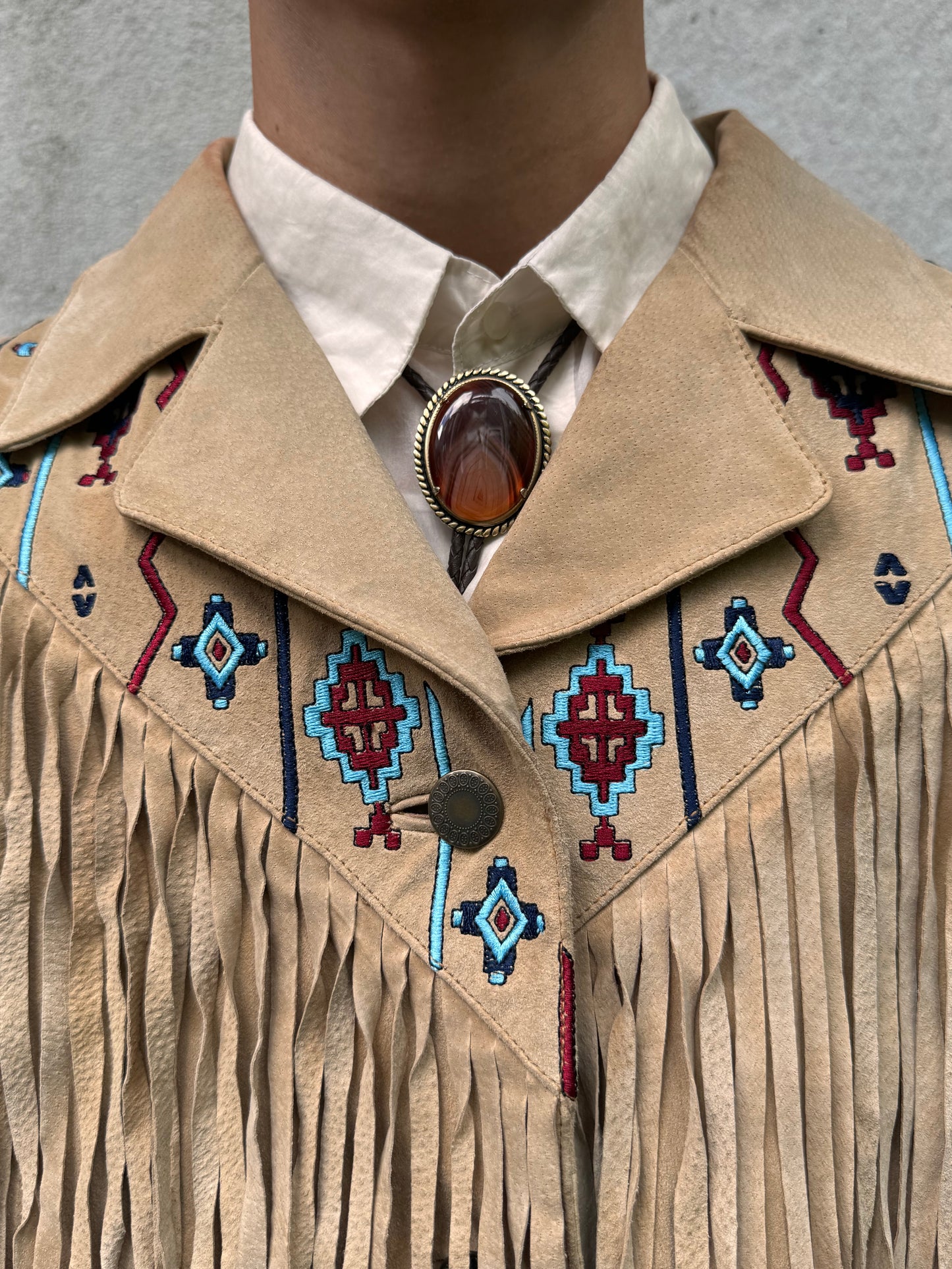 1990s Via Accenti Fringe Leather Jacket