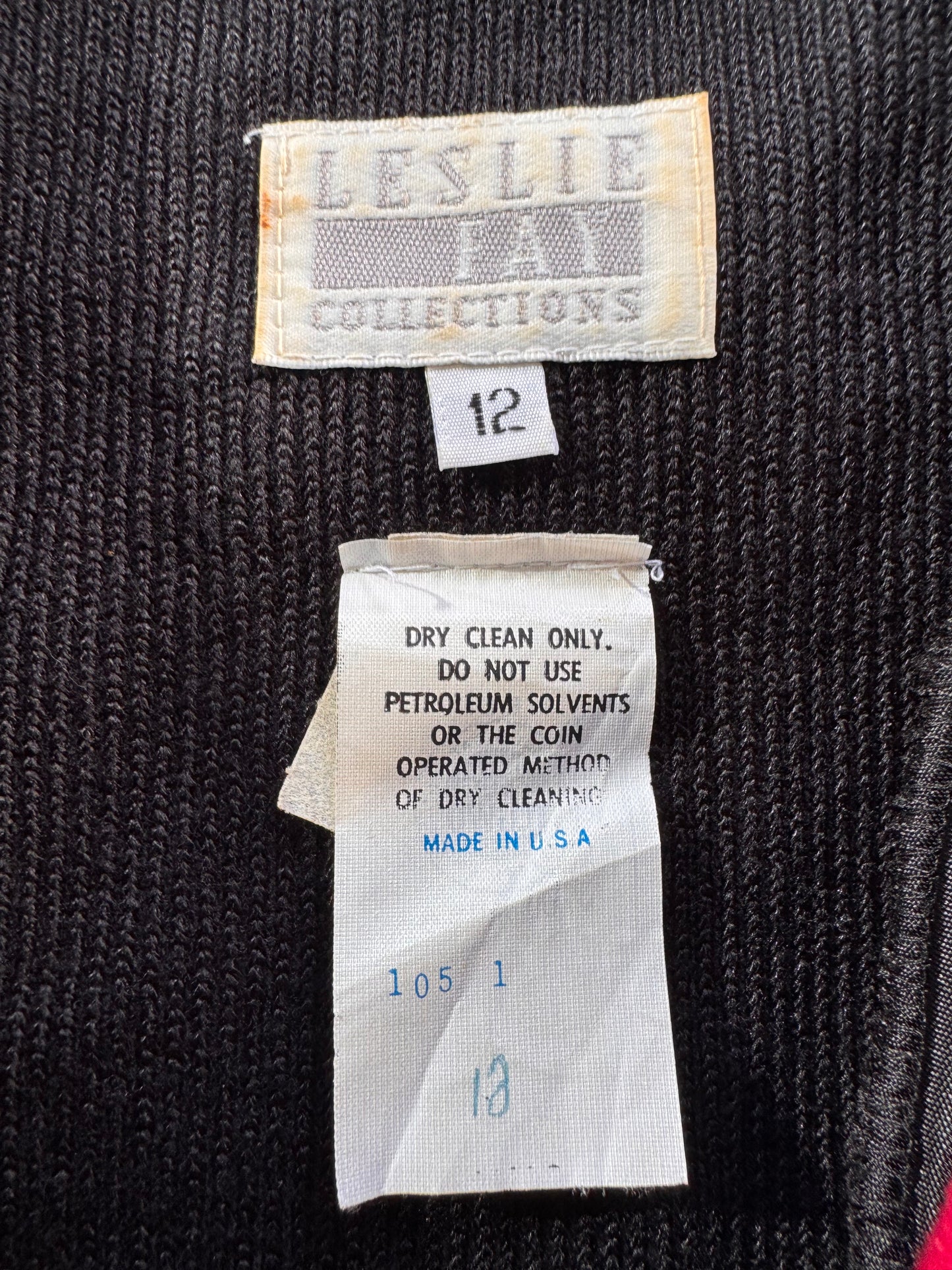 1980s Black Knit Blazer with Red Trim