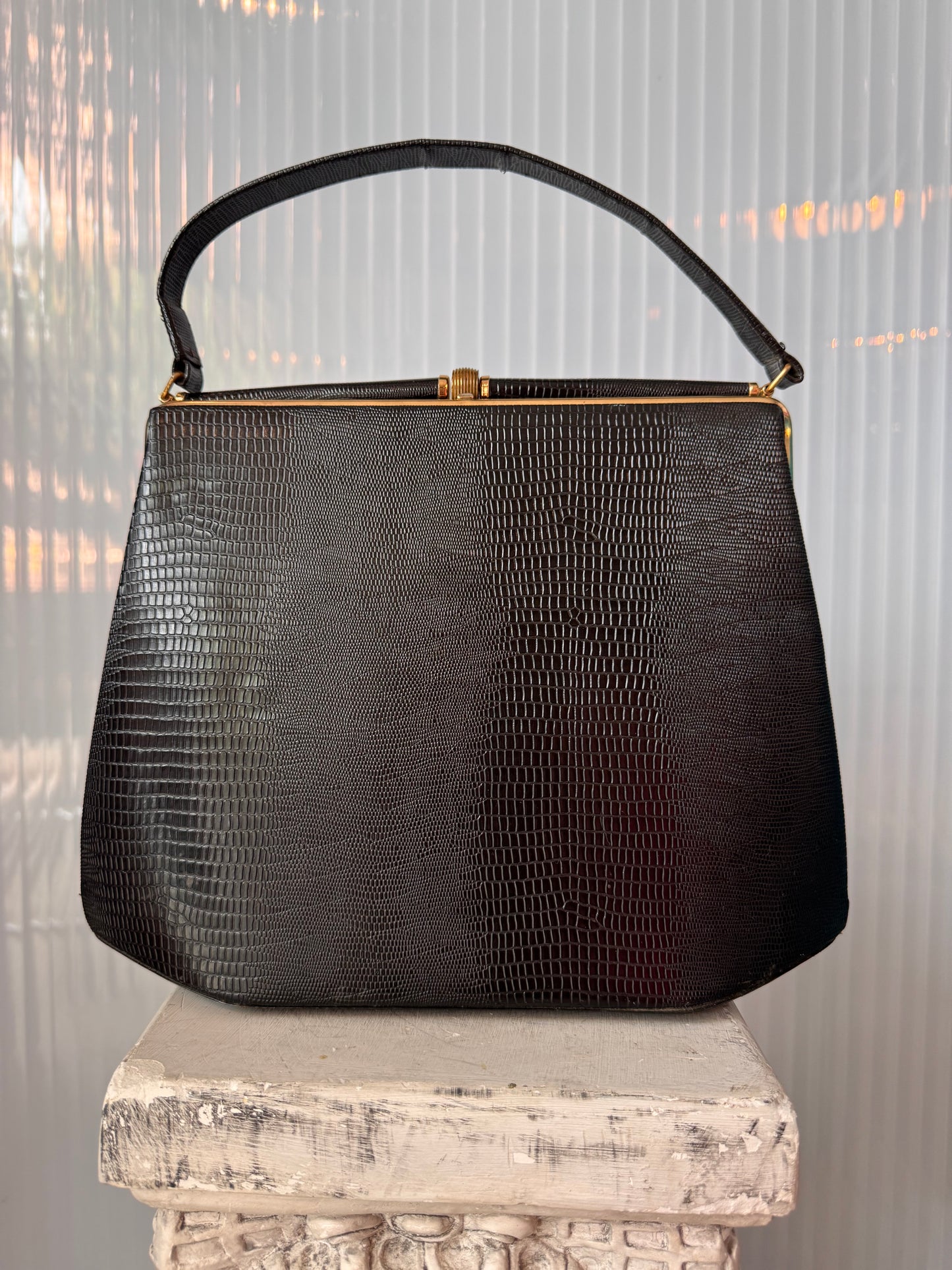 1950s Black Reptile Skin Purse