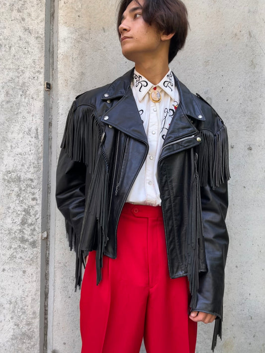 1980s Dur O Jac by Schott N.Y.C. Black Fringe Leather Moto Jacket