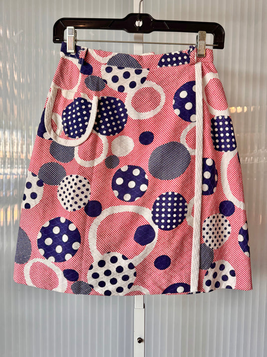 60s Blue & Red Polka Dot Skort