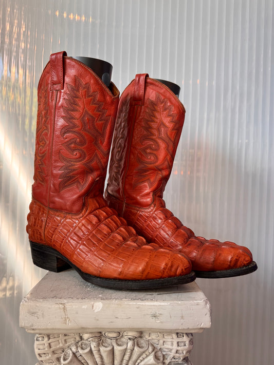 Carreta Boots Burnt Orange Alligator Boots Size 10