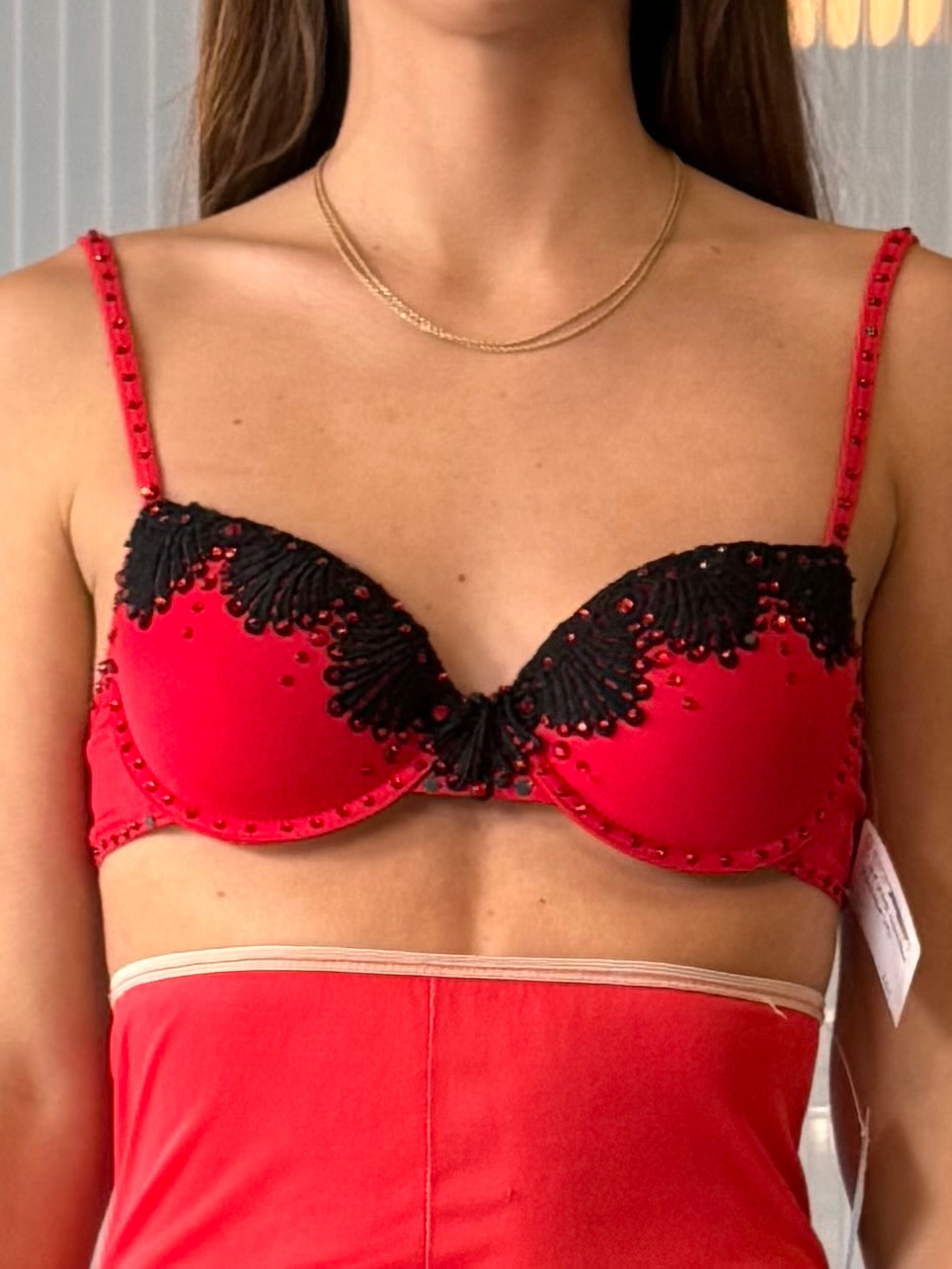 2000s Red & Black Bra