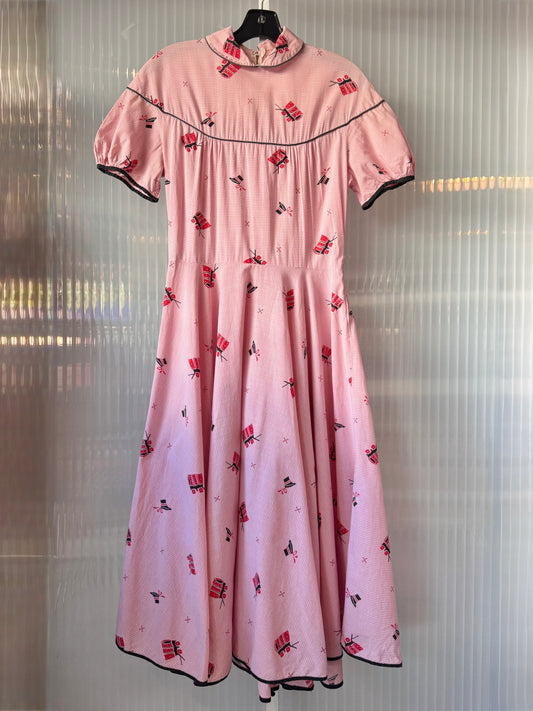 1950s Pink Gingham Dress