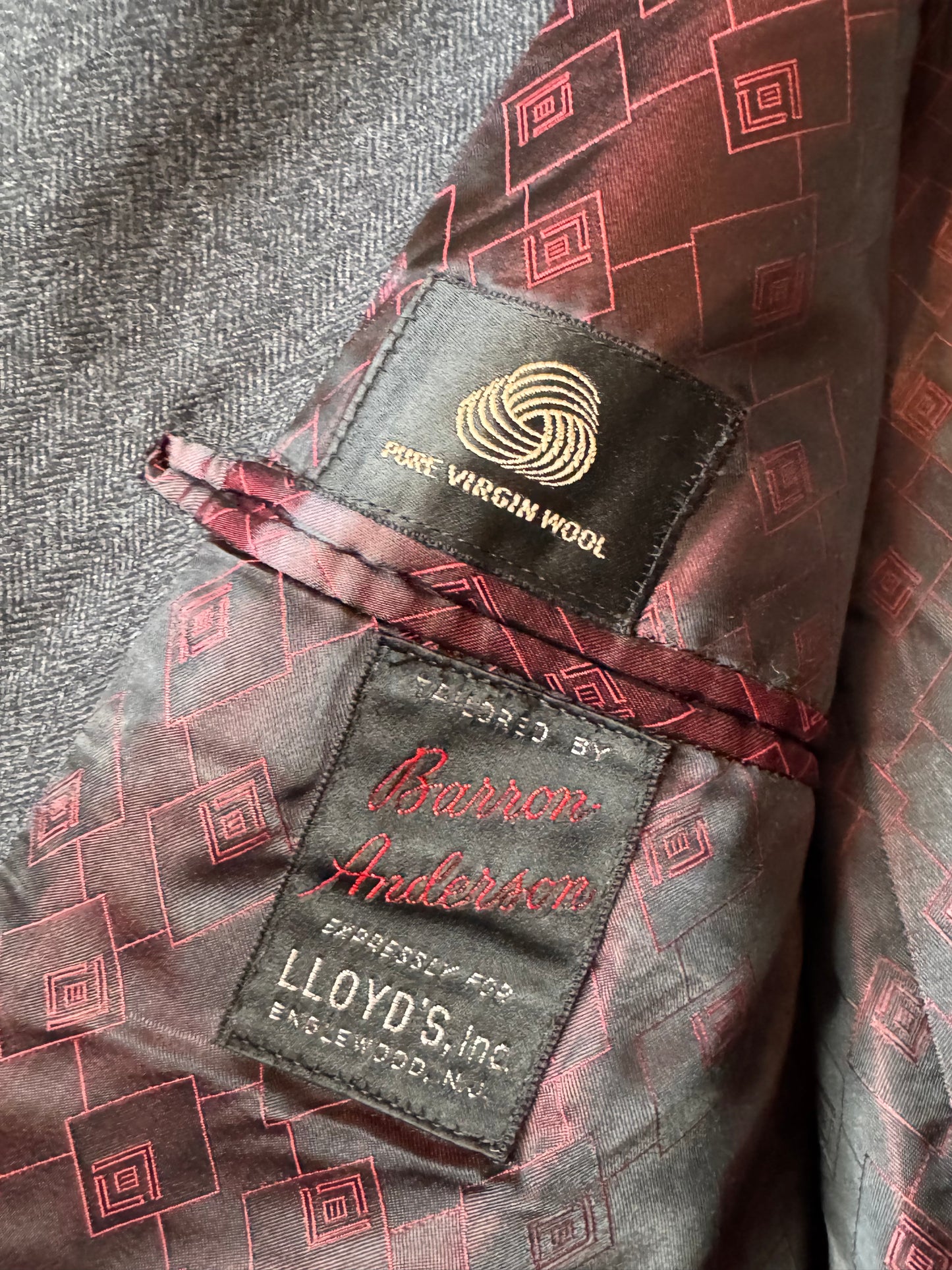 1950s Dark Gray Herringbone-Woven Overcoat