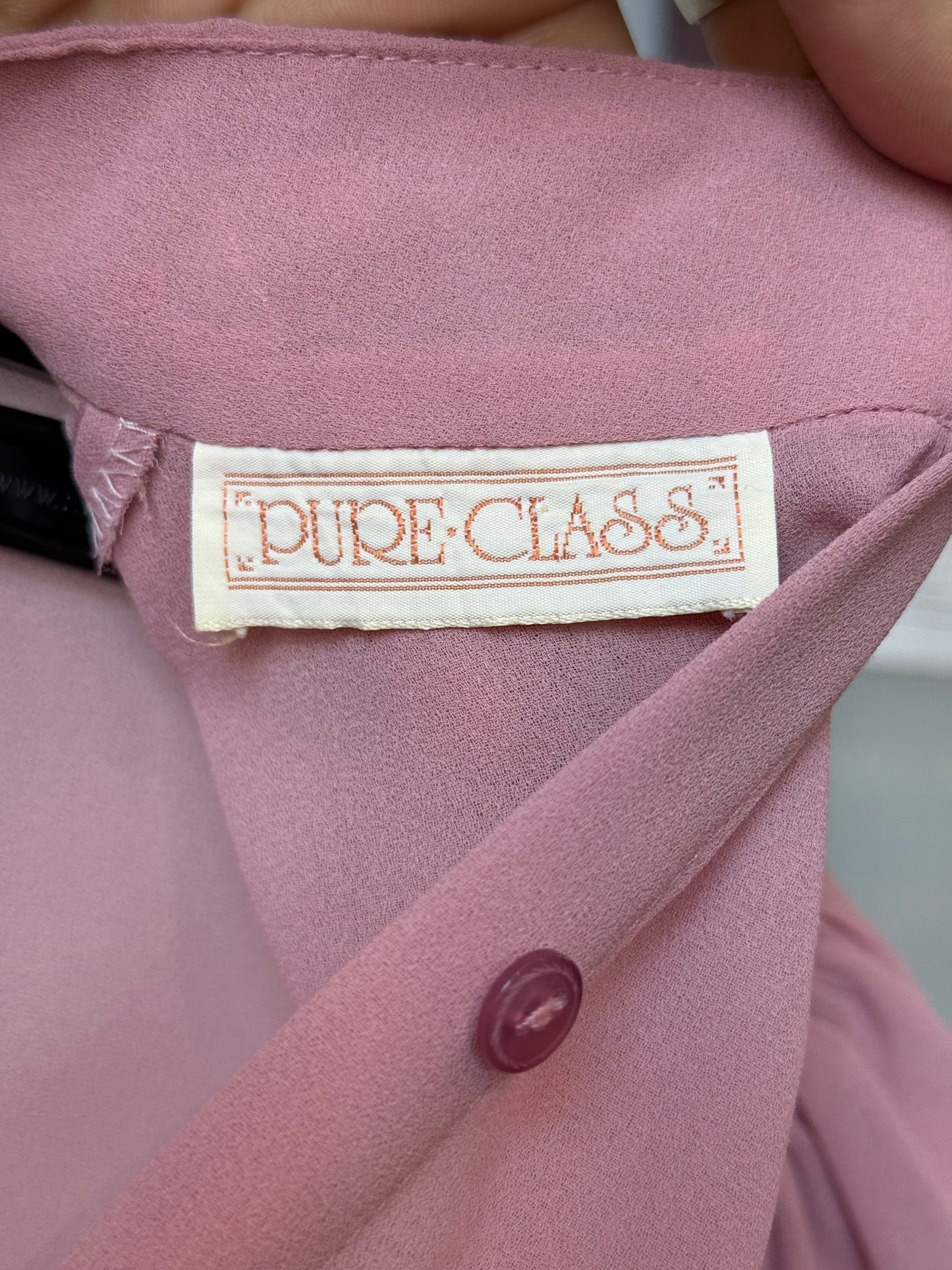 1970s Sheer Pink Long-Sleeve Blouse w/ Embroidery