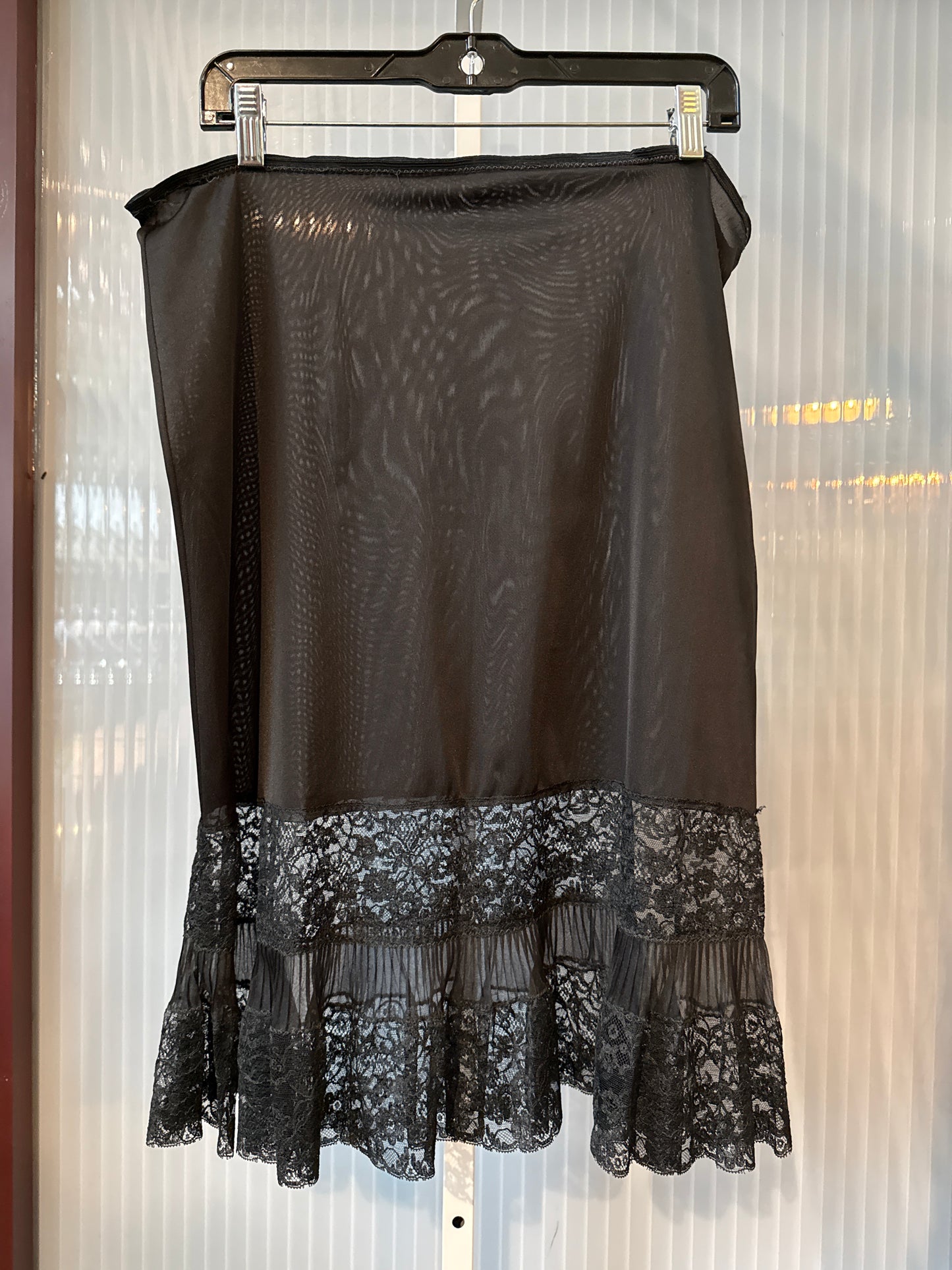 1950s Black Skirt Slip with Lace Bottom