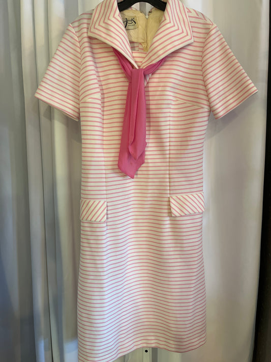 1960s Mr. Jack Pink Striped Dress