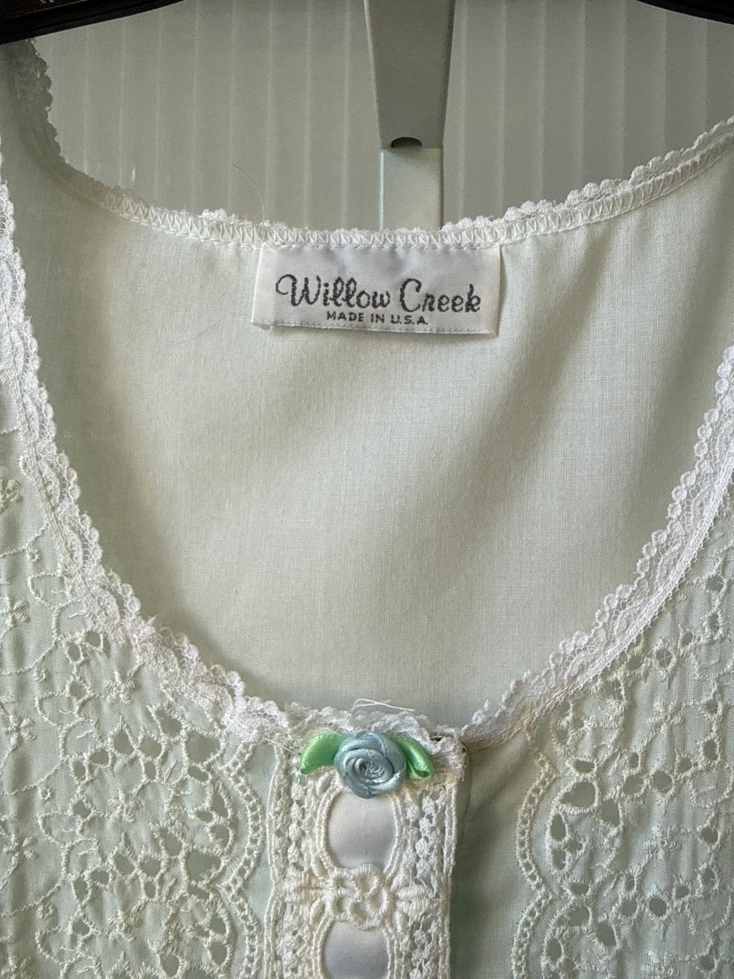 1980s Pale Blue Eyelet Nightgown