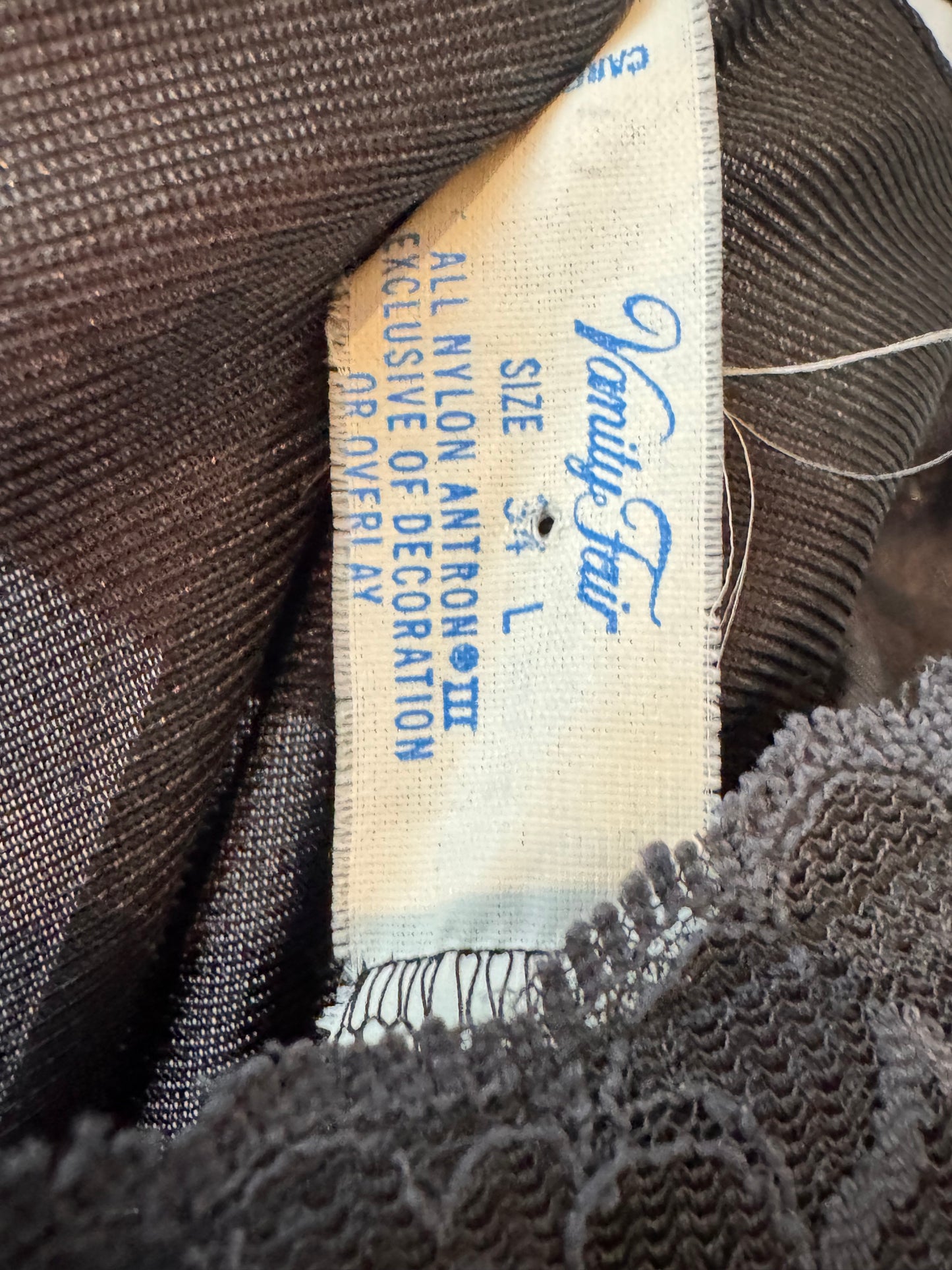 1970s Black Slip with Floral Lace Trim