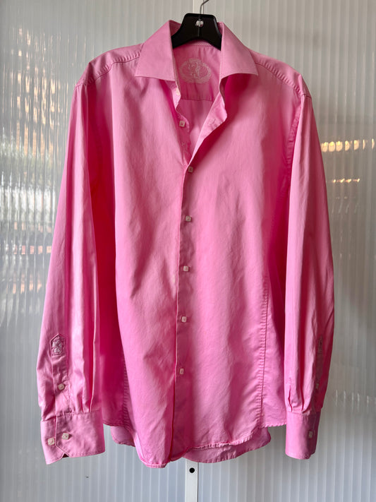 1990s / Y2K Bugatchi Pink Button Up Shirt