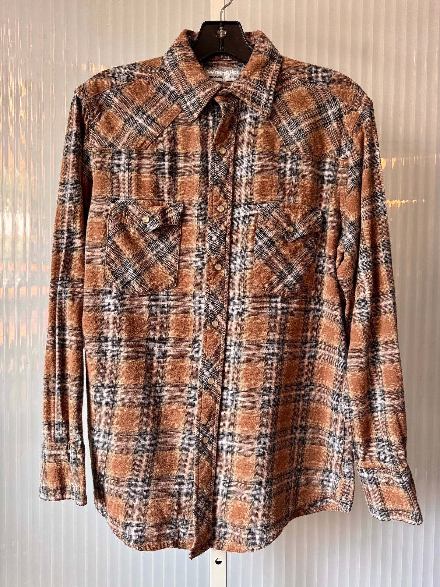 2000s Brown Plaid Flannel Western Shirt