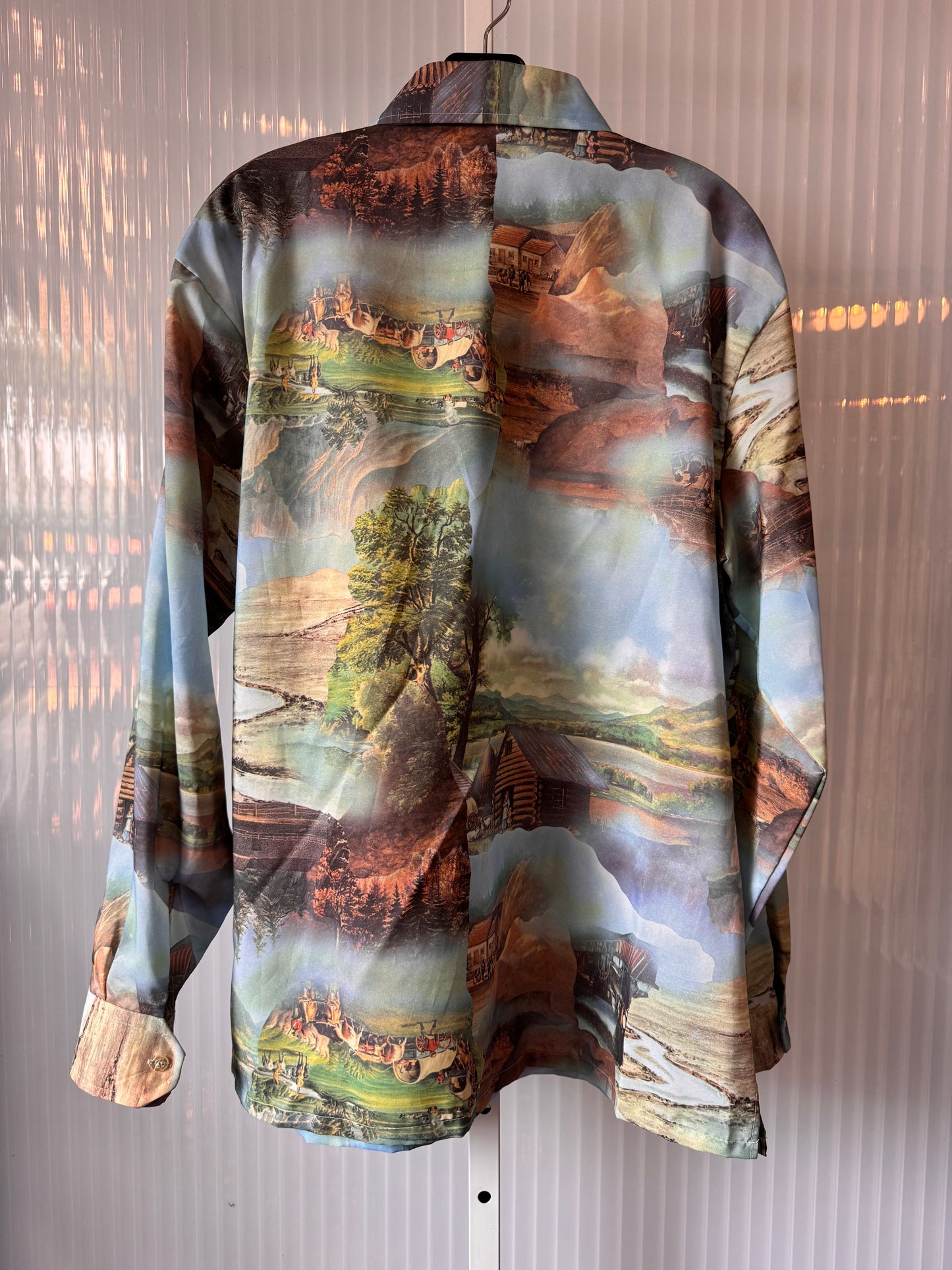 1970s Western Scene Point Collar Shirt