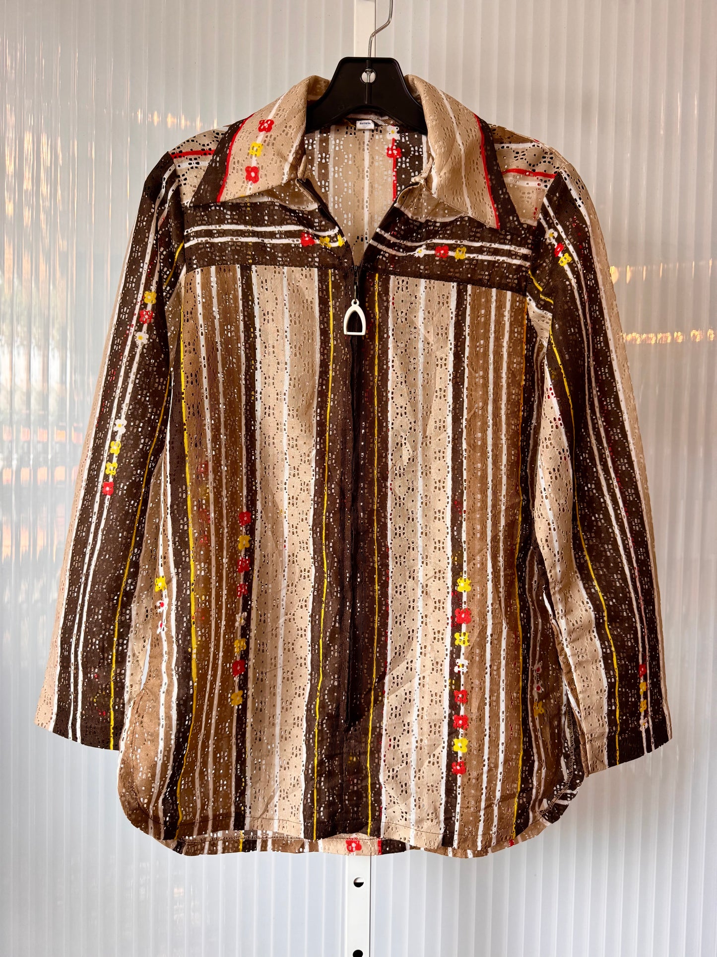 1970s Brown Zip Up Shacket