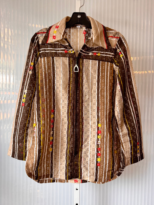 1970s Brown Zip Up Shacket
