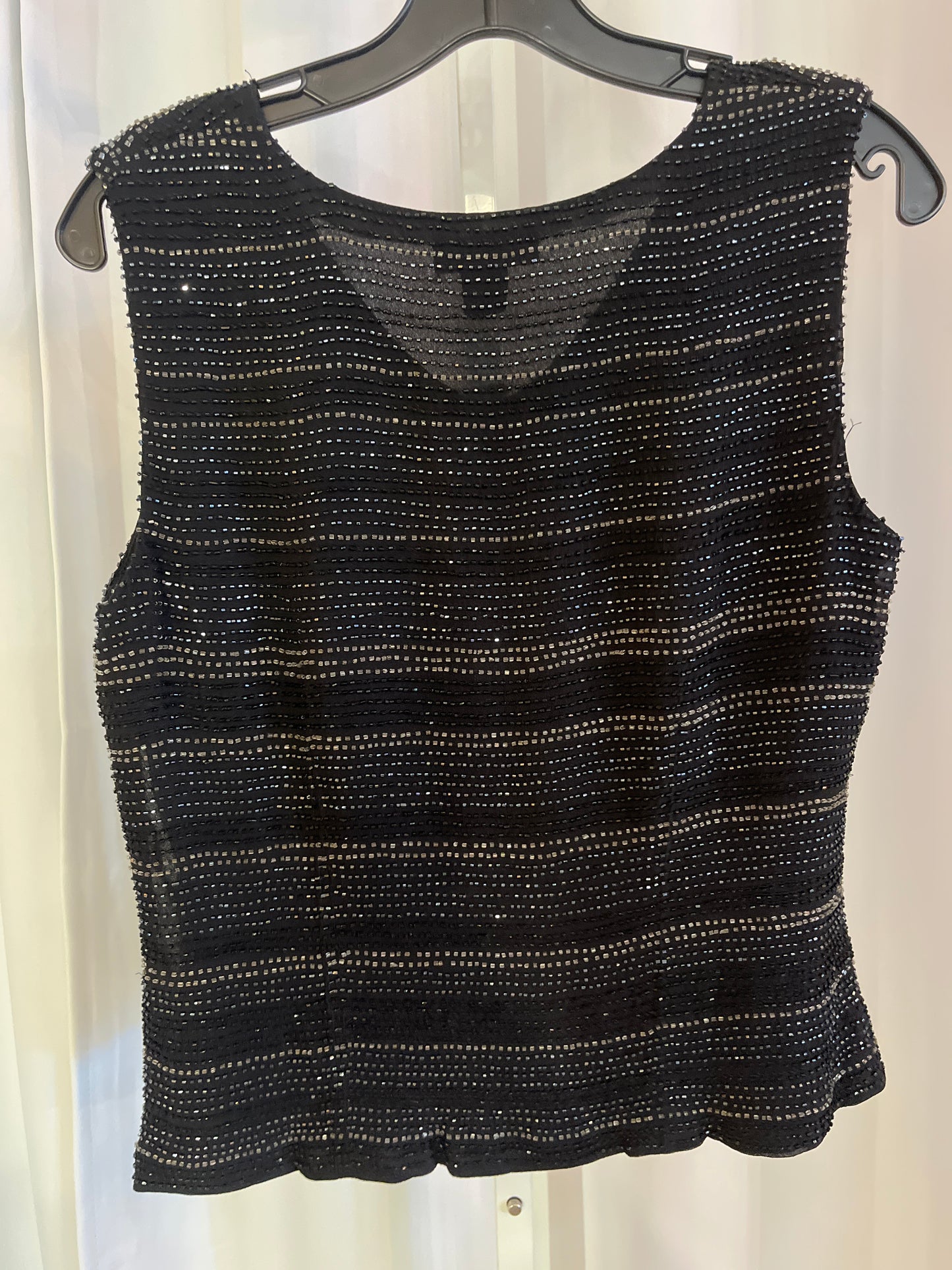 Y2K Ann Taylor Black and Silver Beaded Sleeveless Top