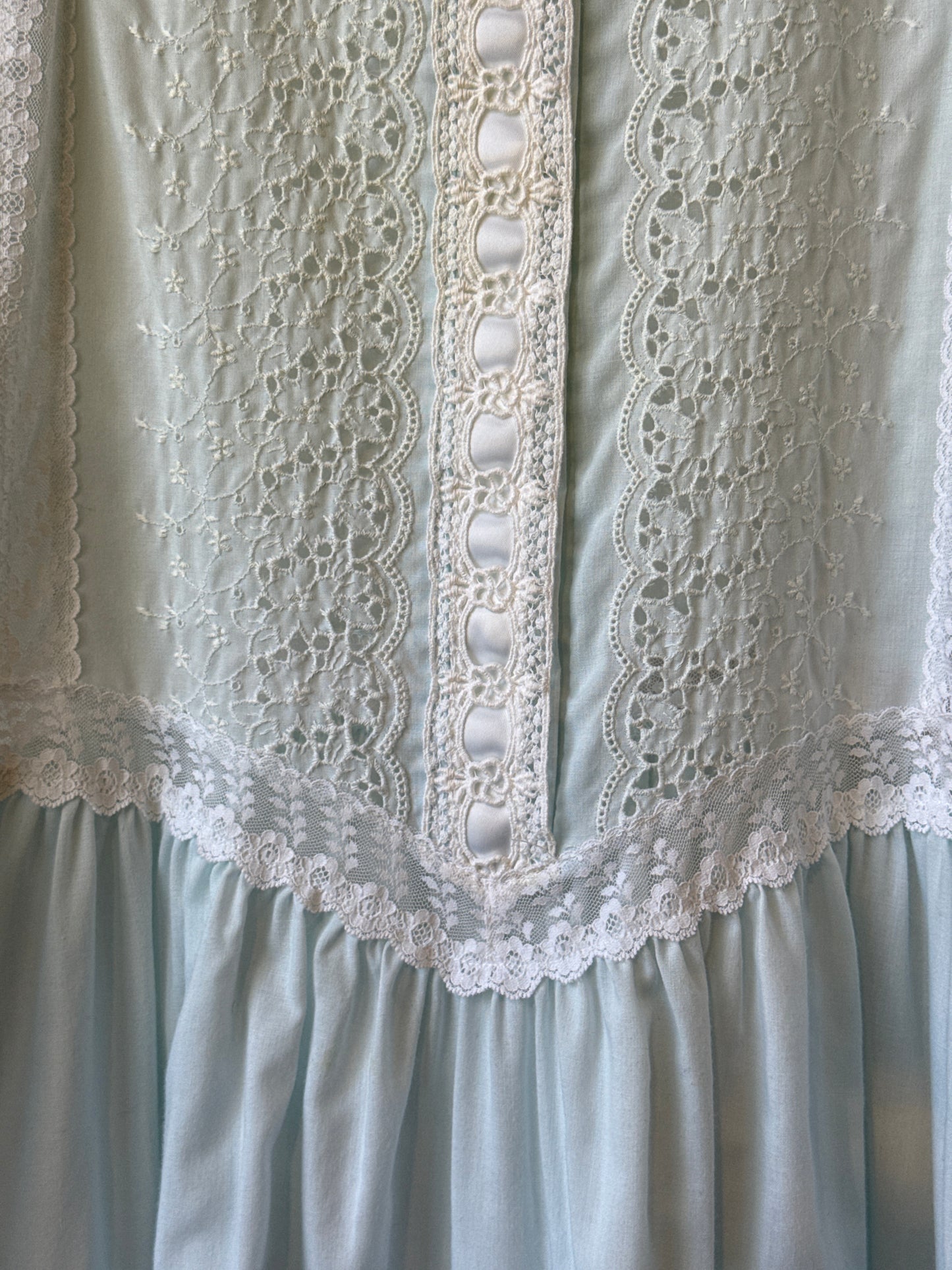 1980s Pale Blue Eyelet Nightgown