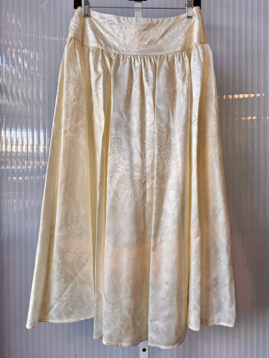 Gunne Sax Cream Jacquard Satin Skirt
