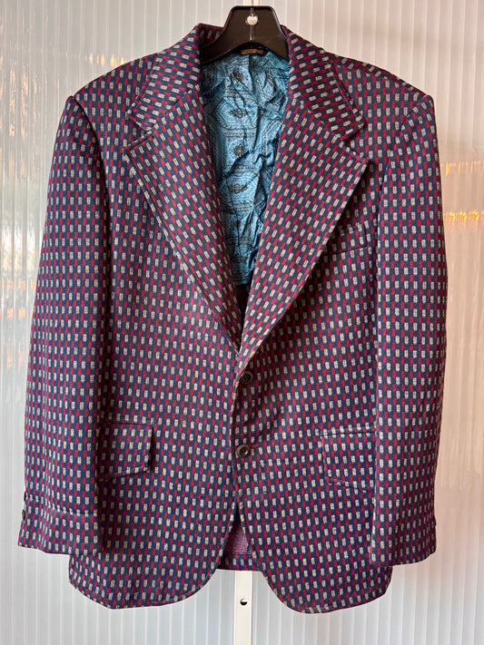 1970s Blue & Red Suit Jacket