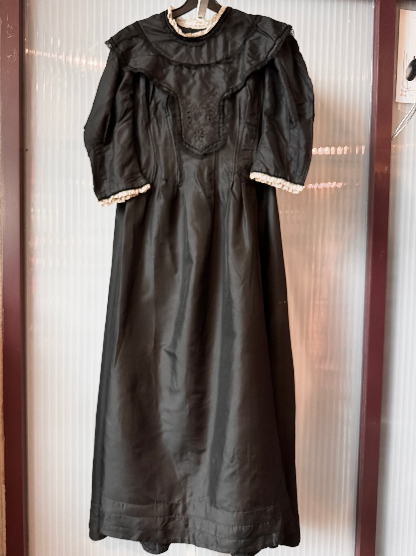 Late Victorian Black Dress With Boning