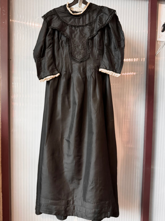 Late Victorian Black Dress With Boning